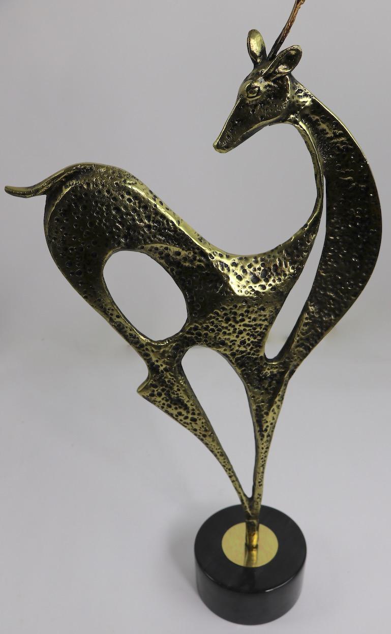 Brass Brutalist Deer Sculpture by Jere