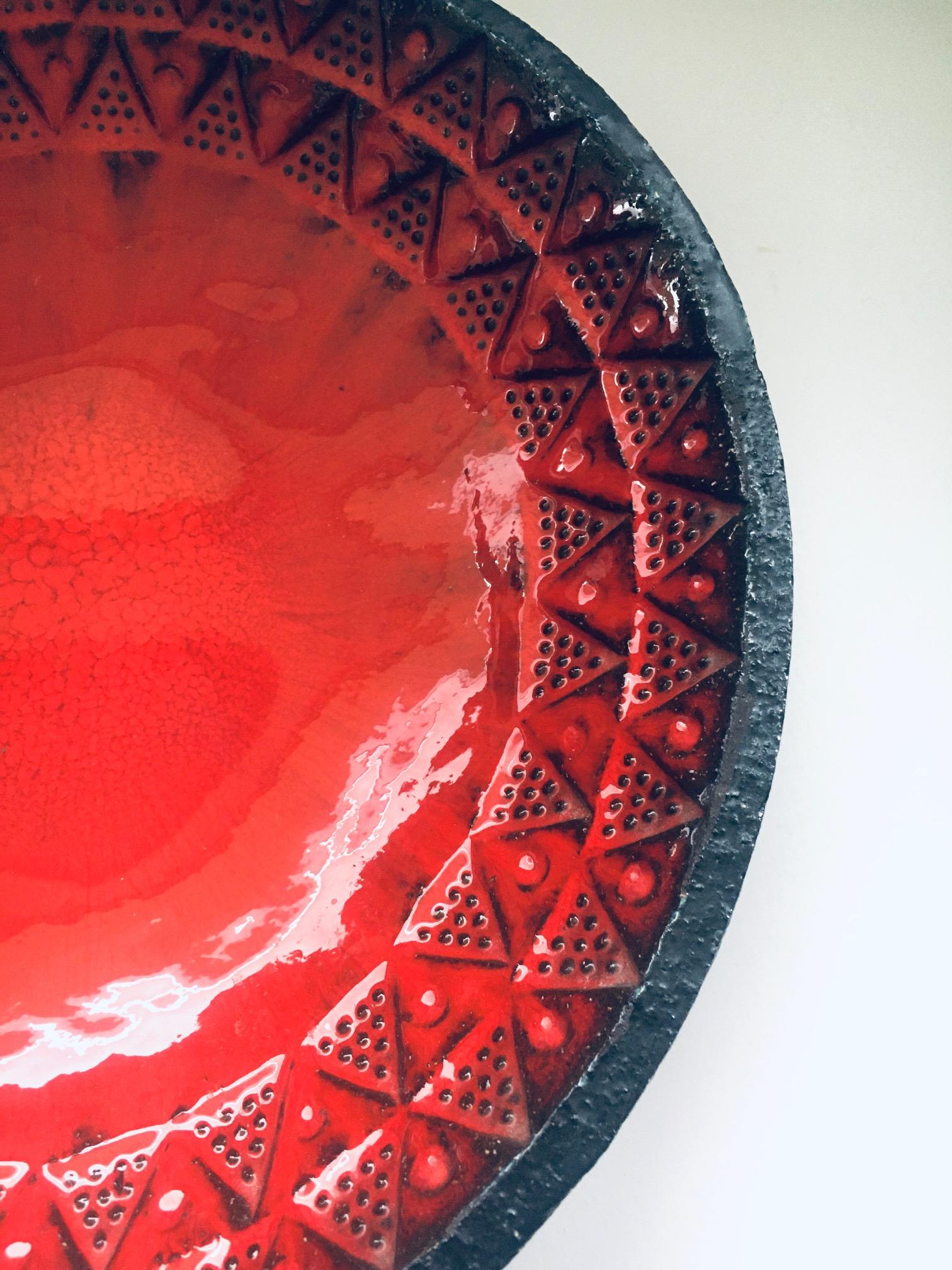 Brutalist Design Art Ceramic Bowl by Jan Nolf, Perignem Belgium 1950's For Sale 1