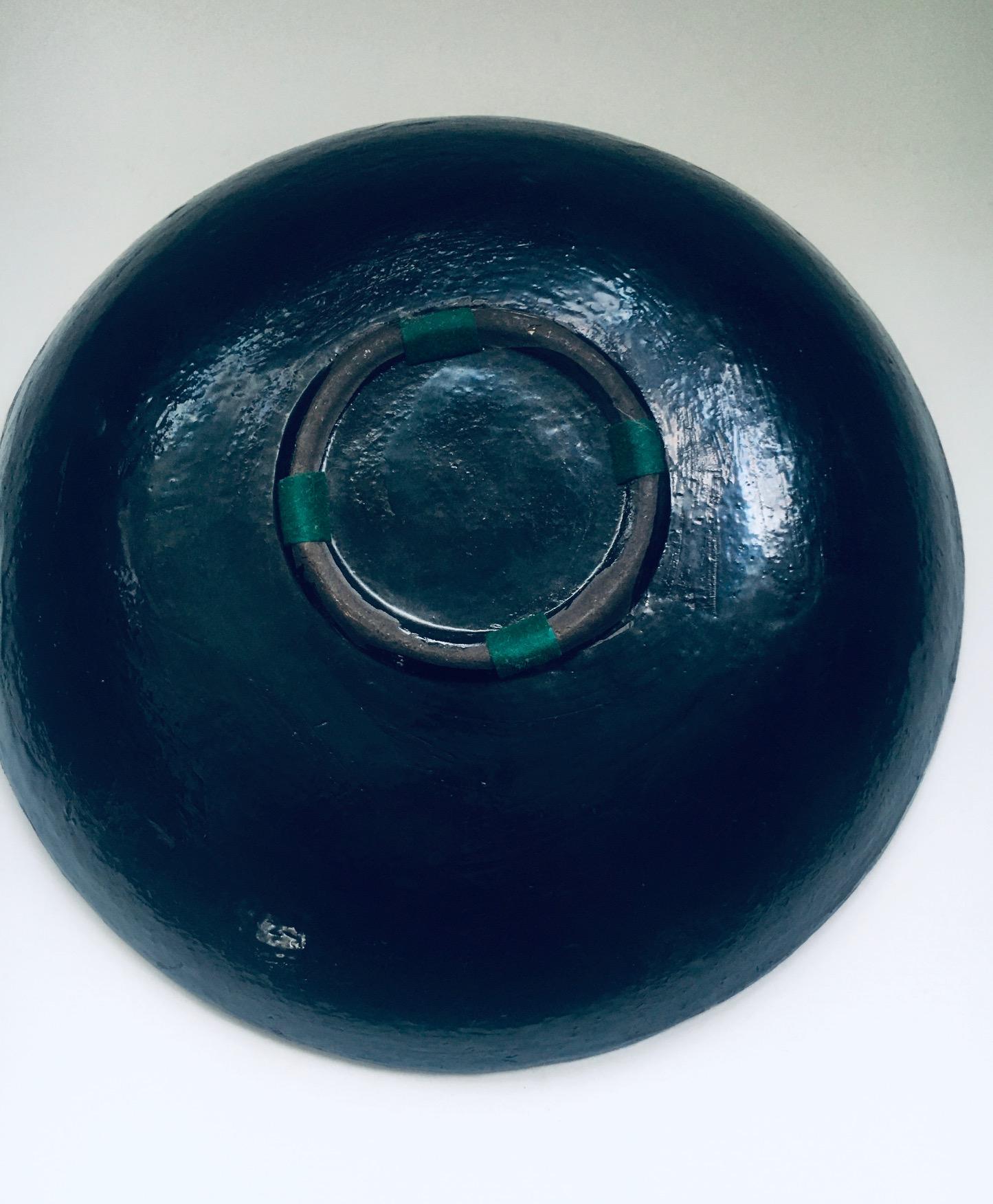 Brutalist Design Art Ceramic Bowl by Jan Nolf, Perignem Belgium 1950's For Sale 4