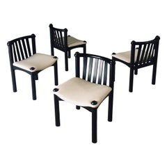 Brutalist Design Black Dining Chair Set, 1970
s Germany