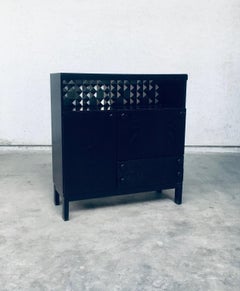 Brutalist Design Black Ebonized Dry Bar Cabinet, Belgium 1970's