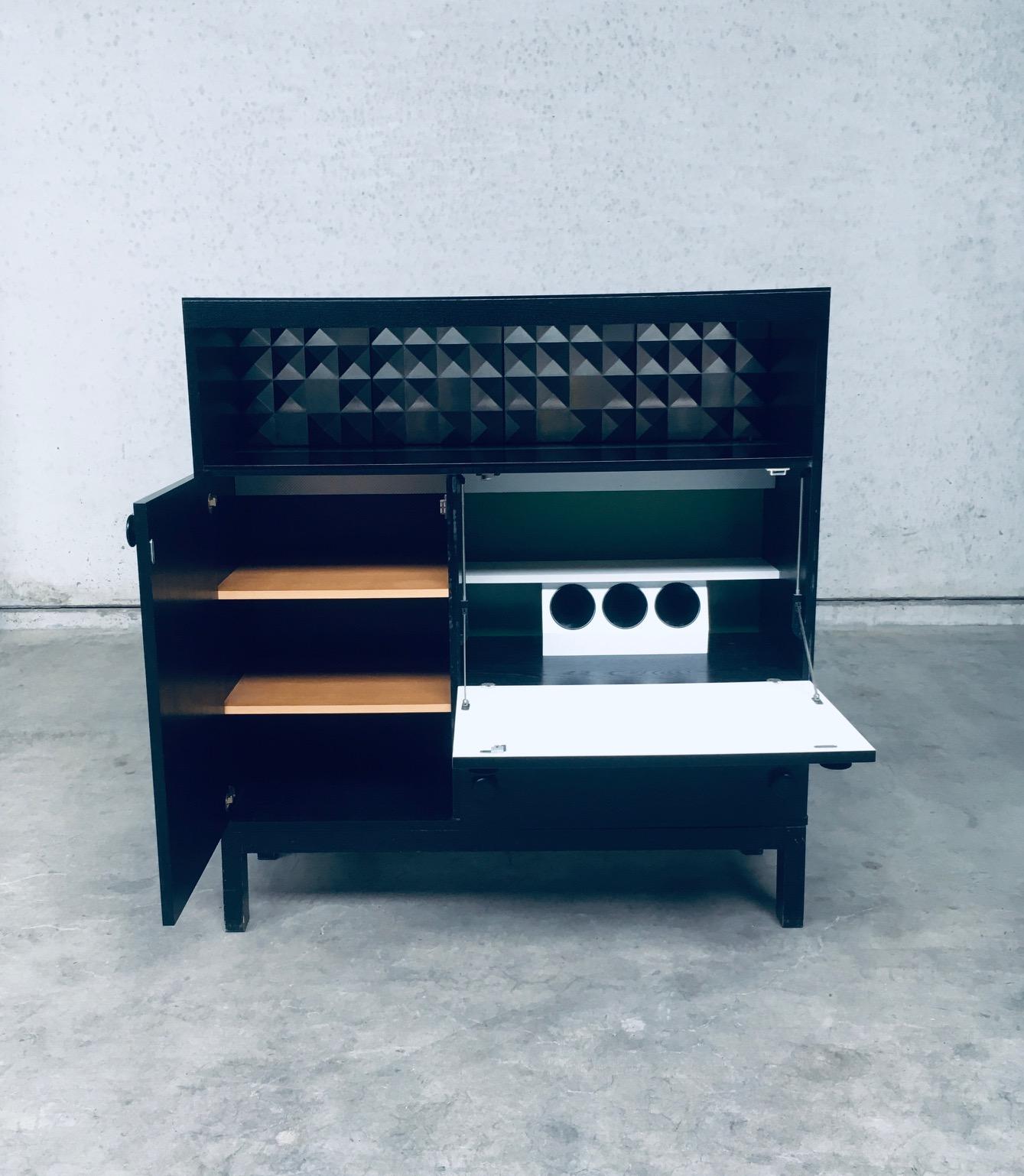 Brutalist Design Black Ebonized Dry Bar Cabinet, Belgium 1970's For Sale 1