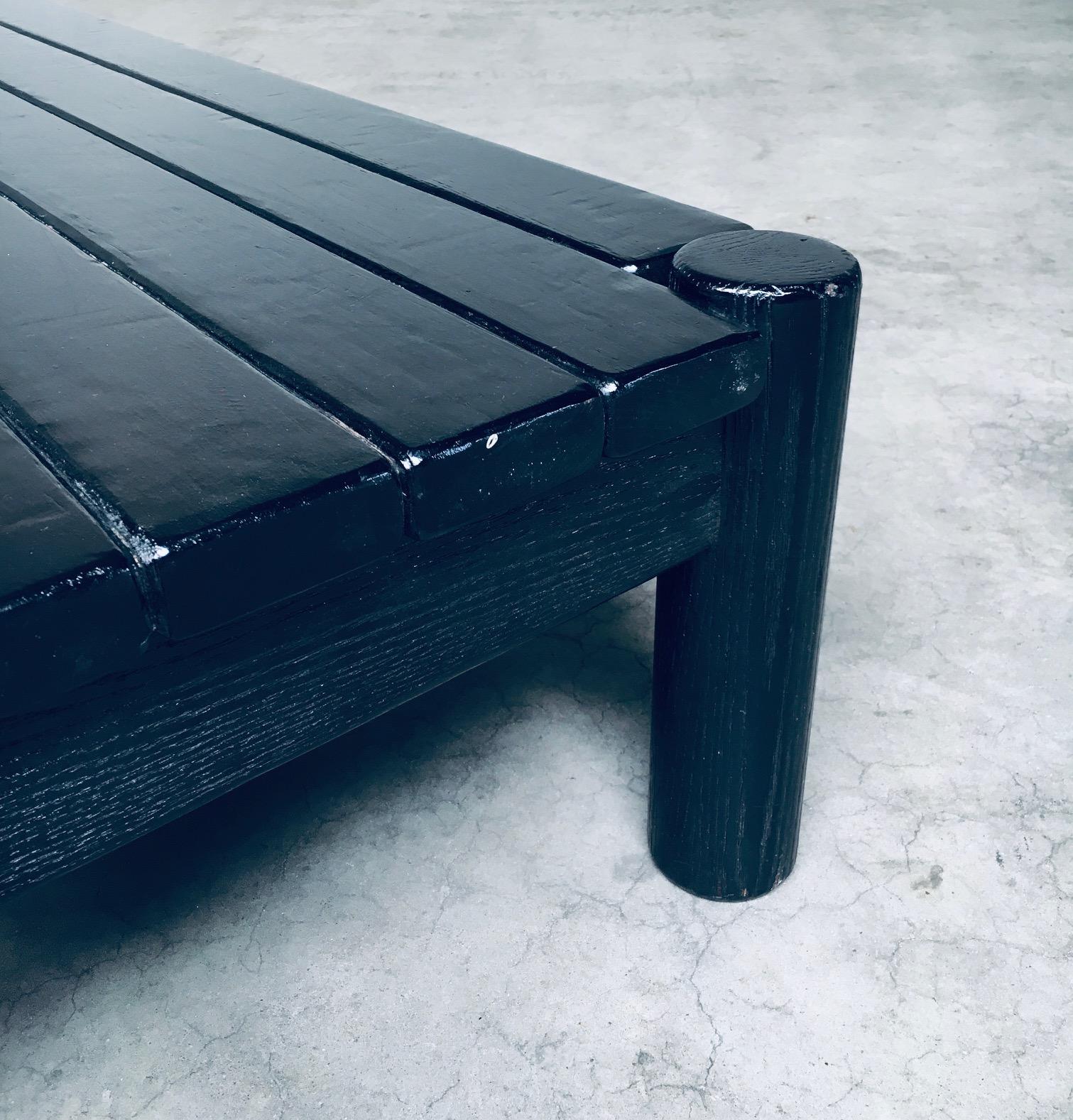 Brutalist Design Black Stained Oak Coffee Table, Netherlands 1960's For Sale 4