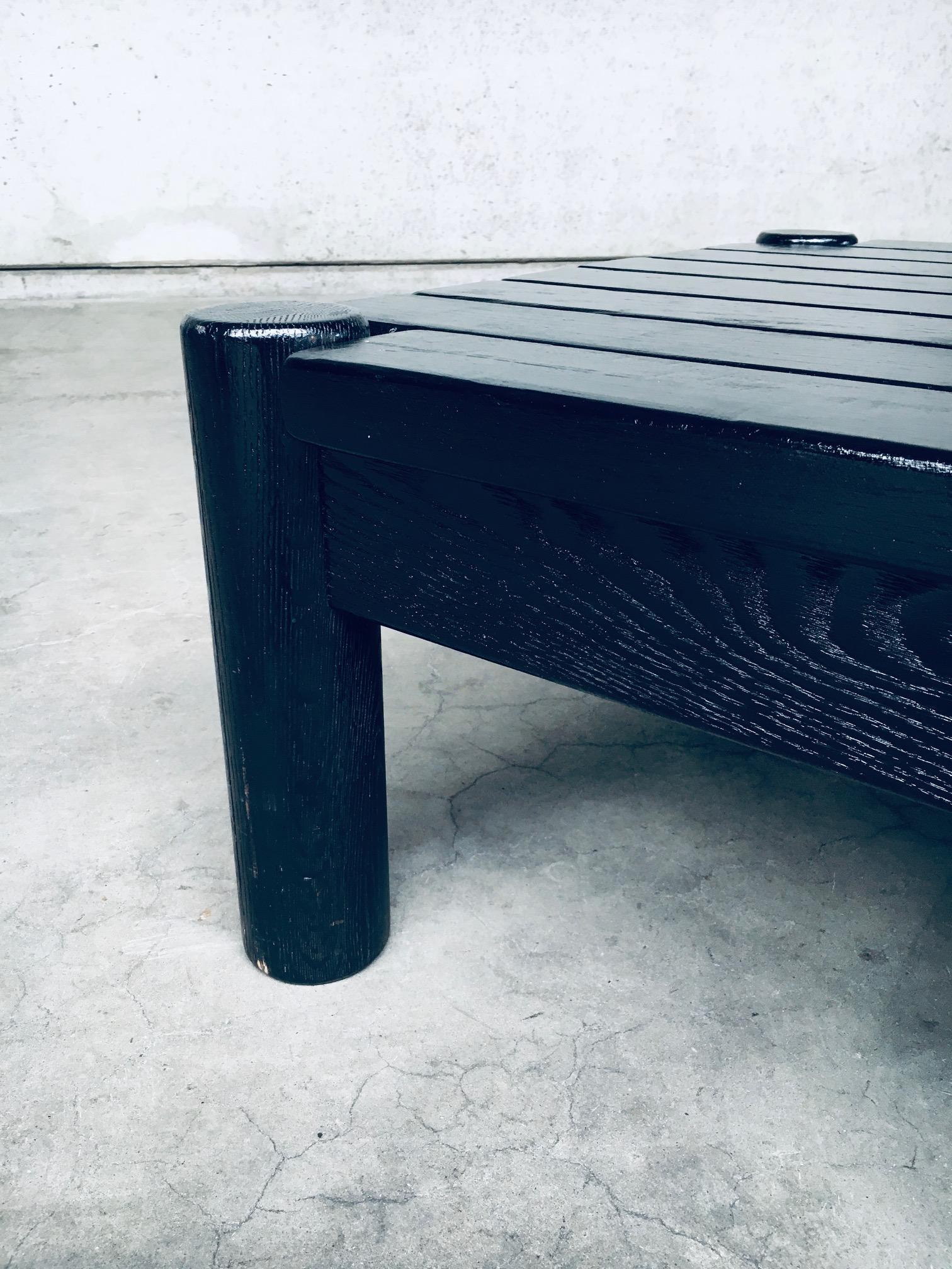 Brutalist Design Black Stained Oak Coffee Table, Netherlands 1960's For Sale 7