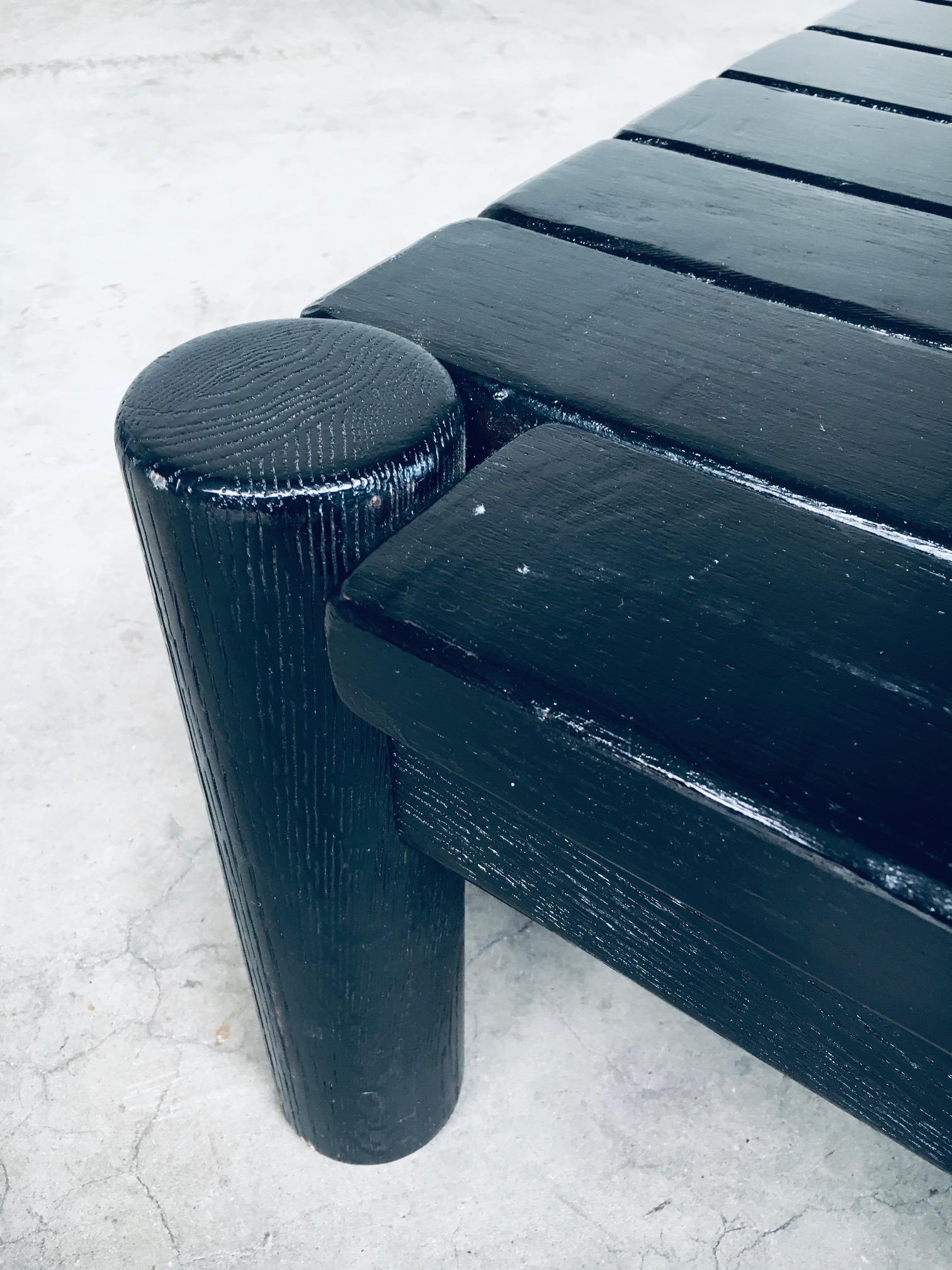 Brutalist Design Black Stained Oak Coffee Table, Netherlands 1960's For Sale 8
