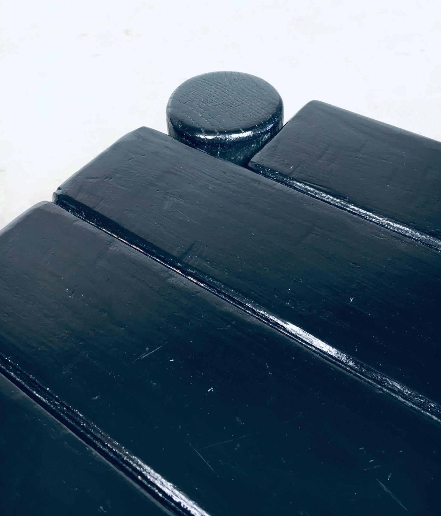 Brutalist Design Black Stained Oak Coffee Table, Netherlands 1960's For Sale 9
