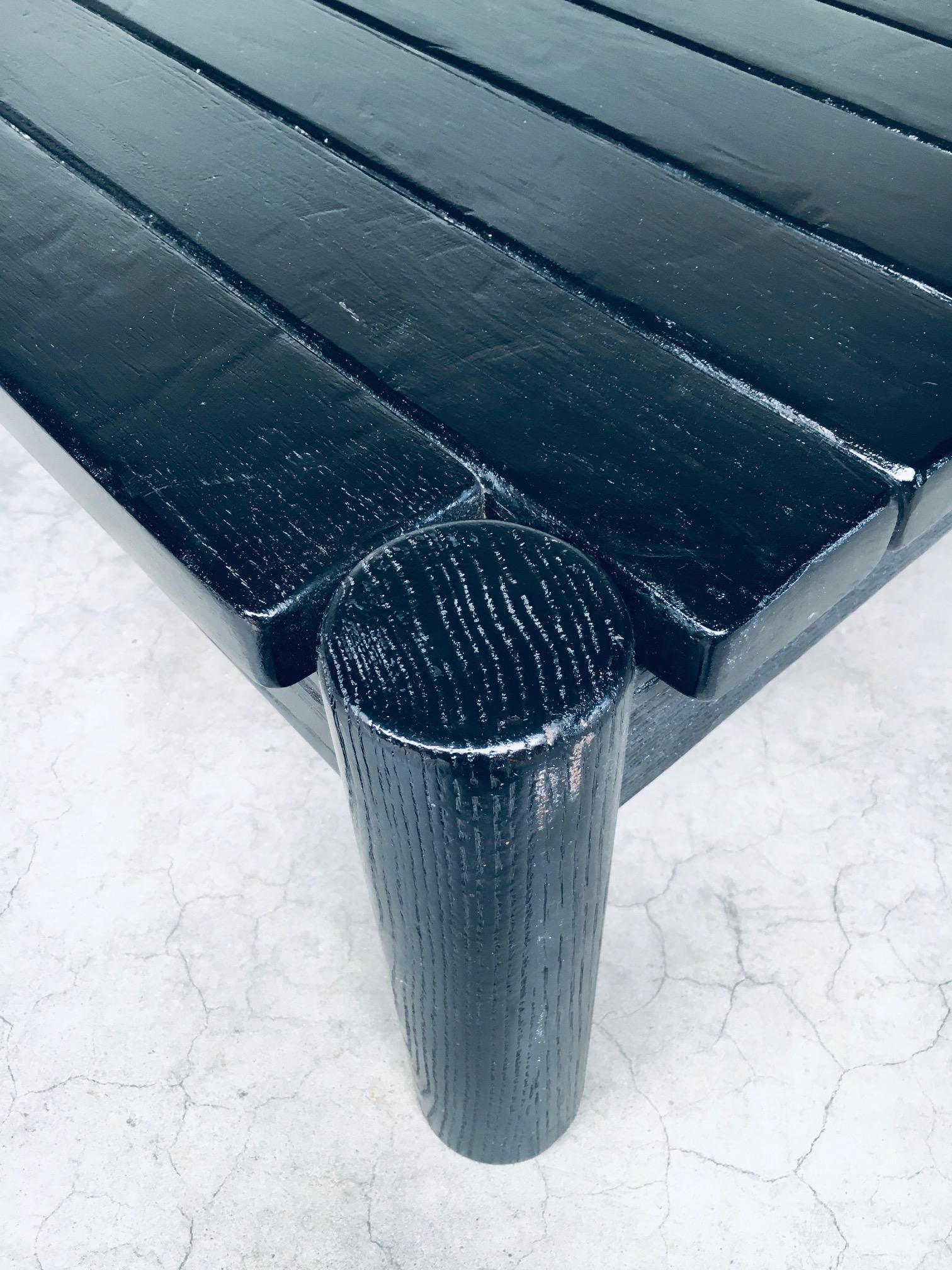 Brutalist Design Black Stained Oak Coffee Table, Netherlands 1960's For Sale 11