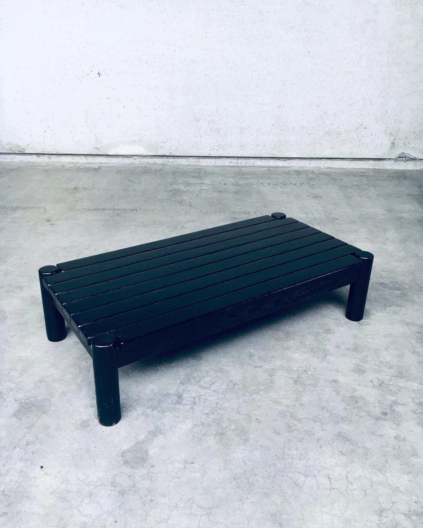 Dutch Brutalist Design Black Stained Oak Coffee Table, Netherlands 1960's For Sale