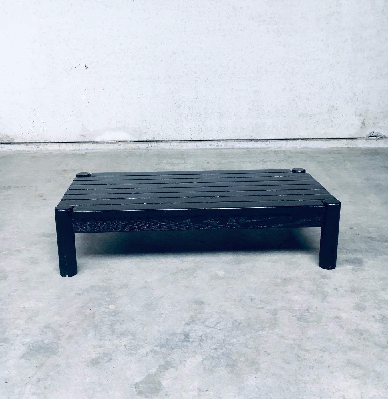 Lacquered Brutalist Design Black Stained Oak Coffee Table, Netherlands 1960's For Sale