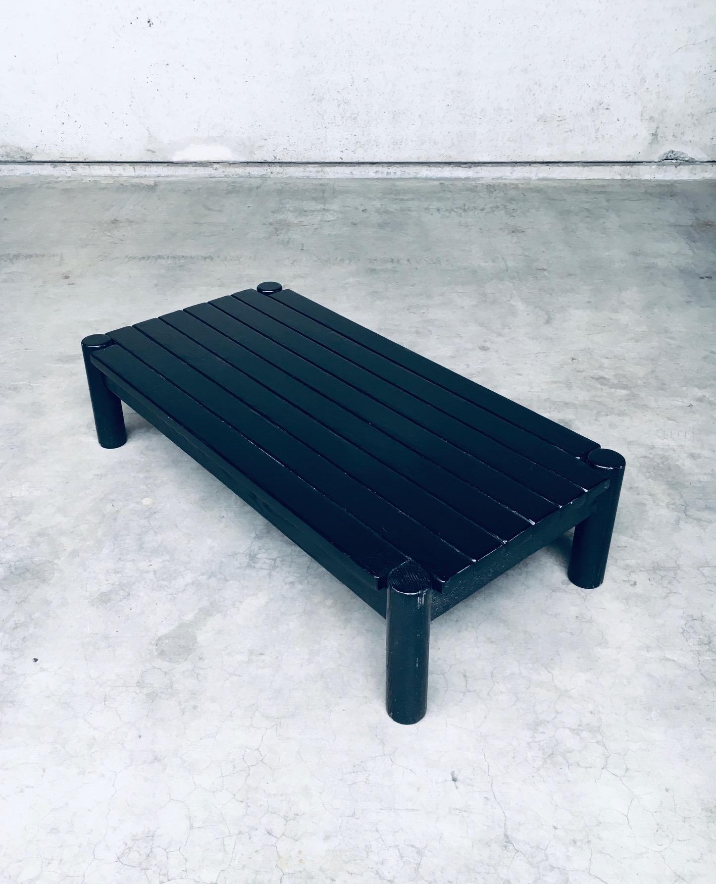 Brutalist Design Black Stained Oak Coffee Table, Netherlands 1960's For Sale 1