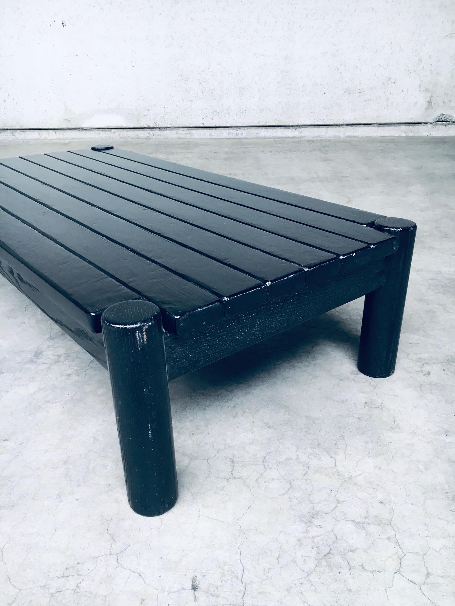 Brutalist Design Black Stained Oak Coffee Table, Netherlands 1960's For Sale 2