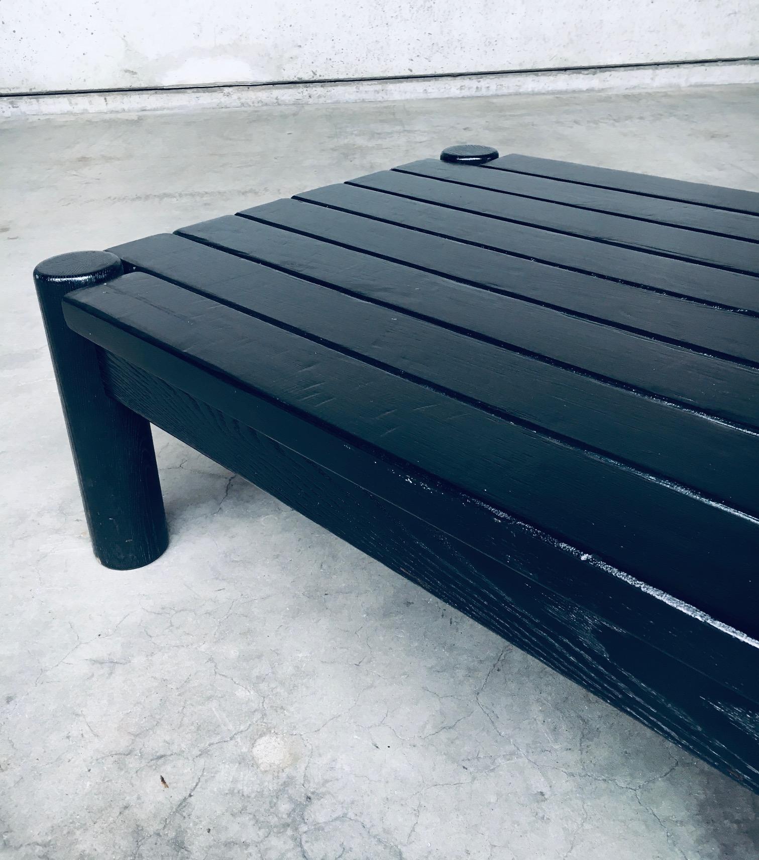 Brutalist Design Black Stained Oak Coffee Table, Netherlands 1960's For Sale 3