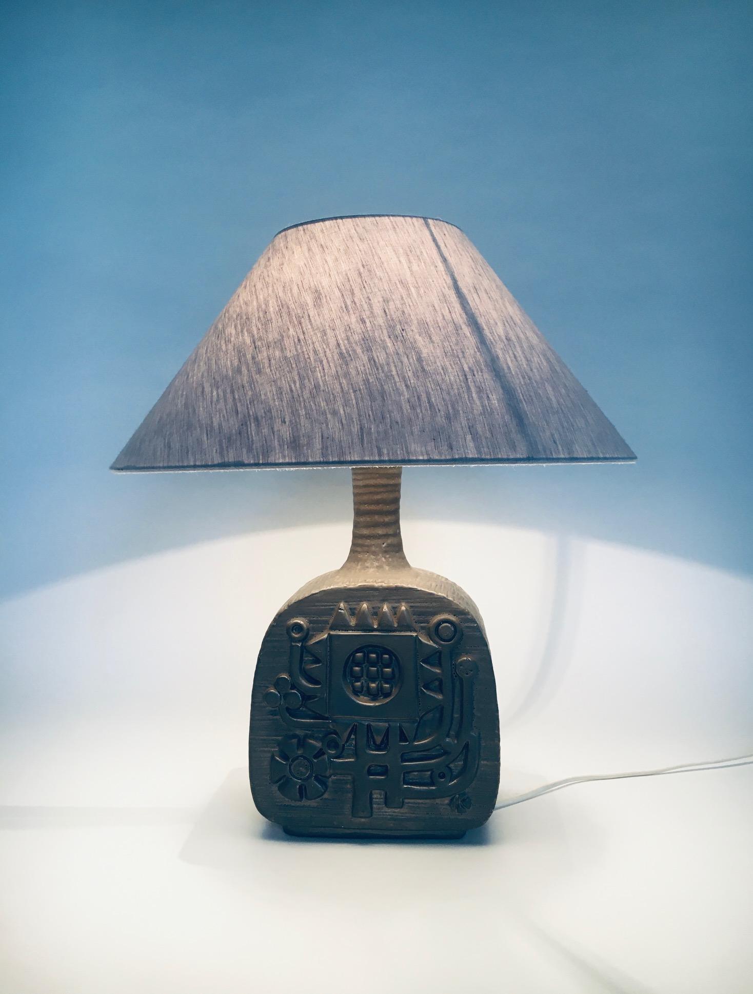 Brutalist Design Ceramic Table Lamp by Emiel Laskaris for Perignem, Belgium 1960 5