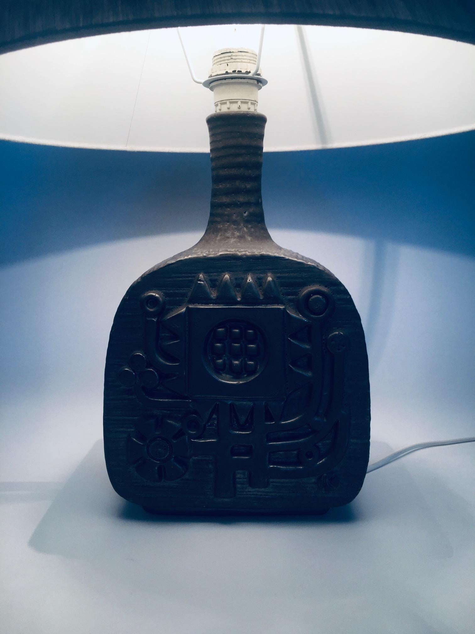 Brutalist Design Ceramic Table Lamp by Emiel Laskaris for Perignem, Belgium 1960 6