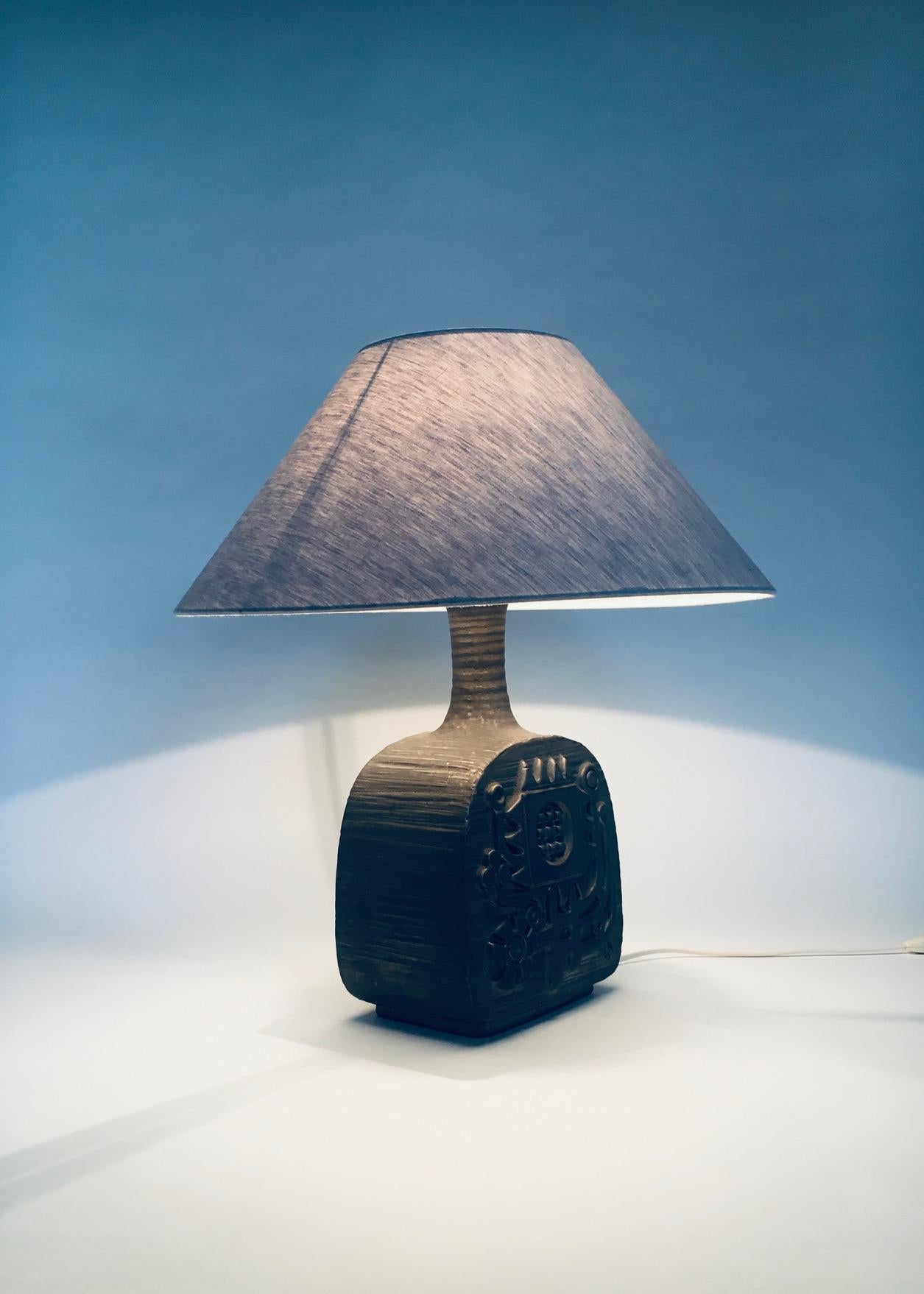 Brutalist Design Ceramic Table Lamp by Emiel Laskaris for Perignem, Belgium 1960 7