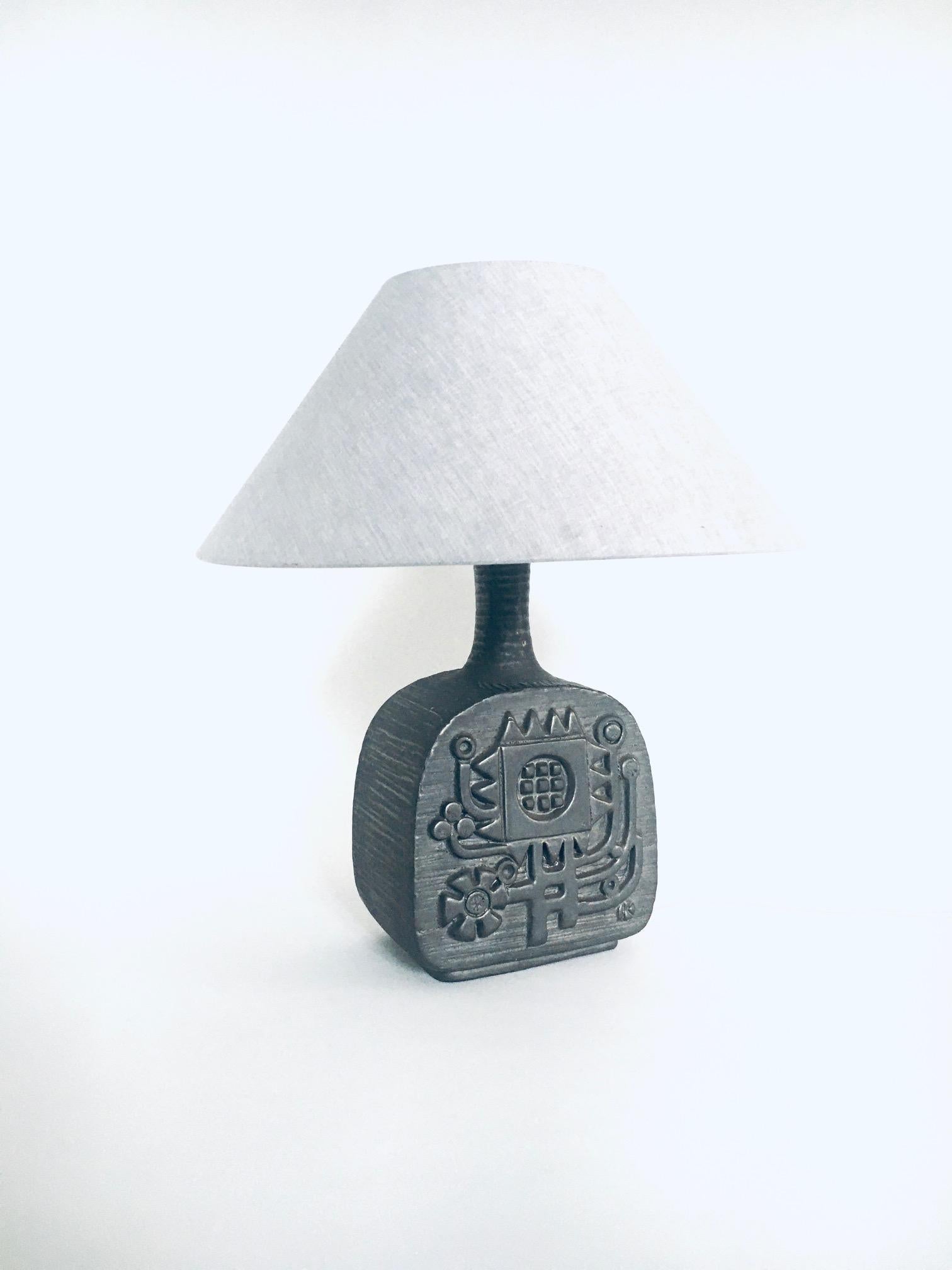 Mid-Century Modern Brutalist Design Ceramic Table Lamp by Emiel Laskaris for Perignem, Belgium 1960