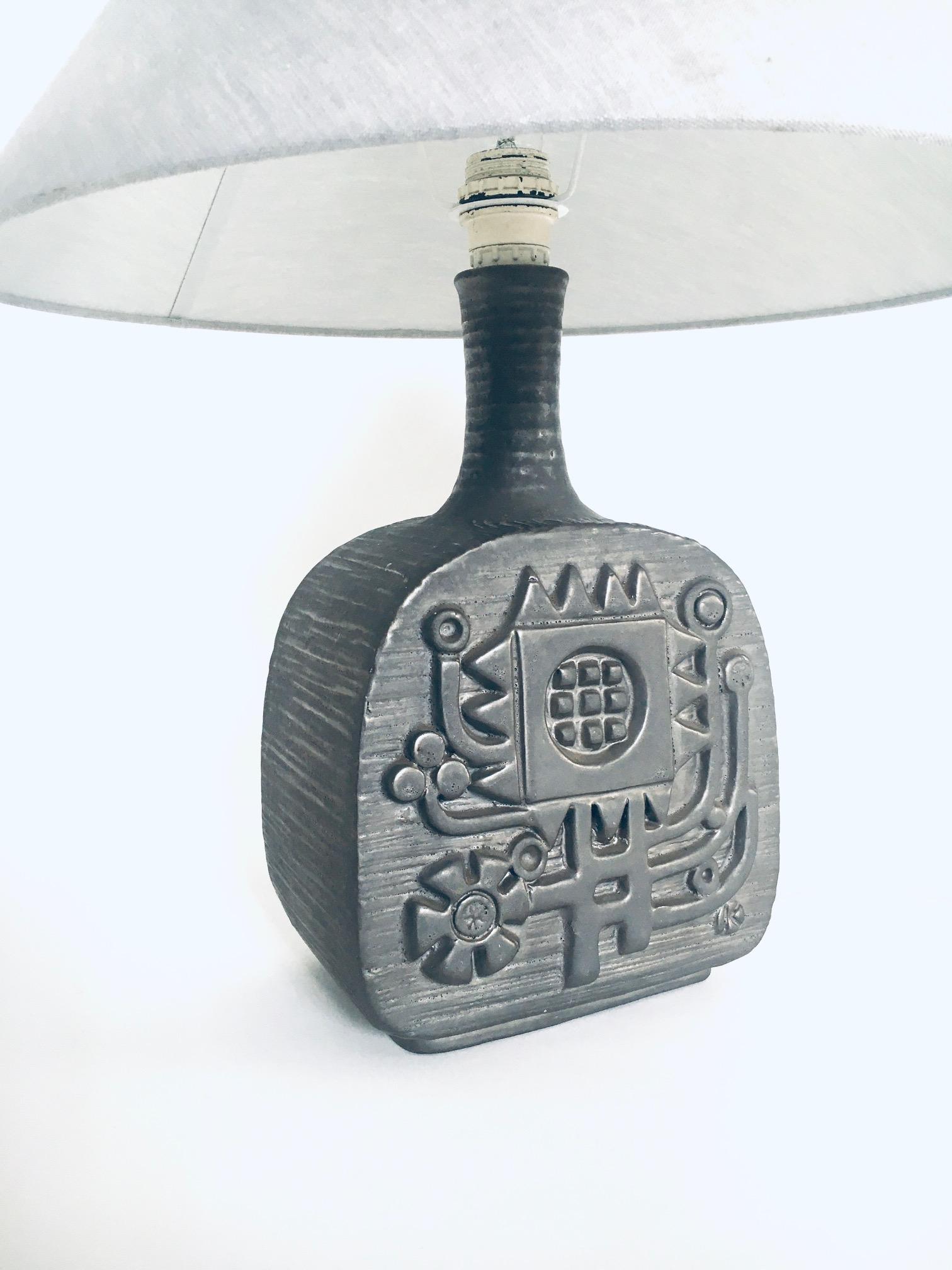 Belgian Brutalist Design Ceramic Table Lamp by Emiel Laskaris for Perignem, Belgium 1960