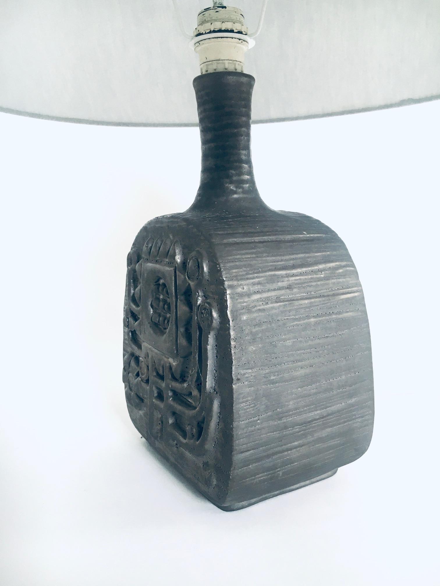 Mid-20th Century Brutalist Design Ceramic Table Lamp by Emiel Laskaris for Perignem, Belgium 1960
