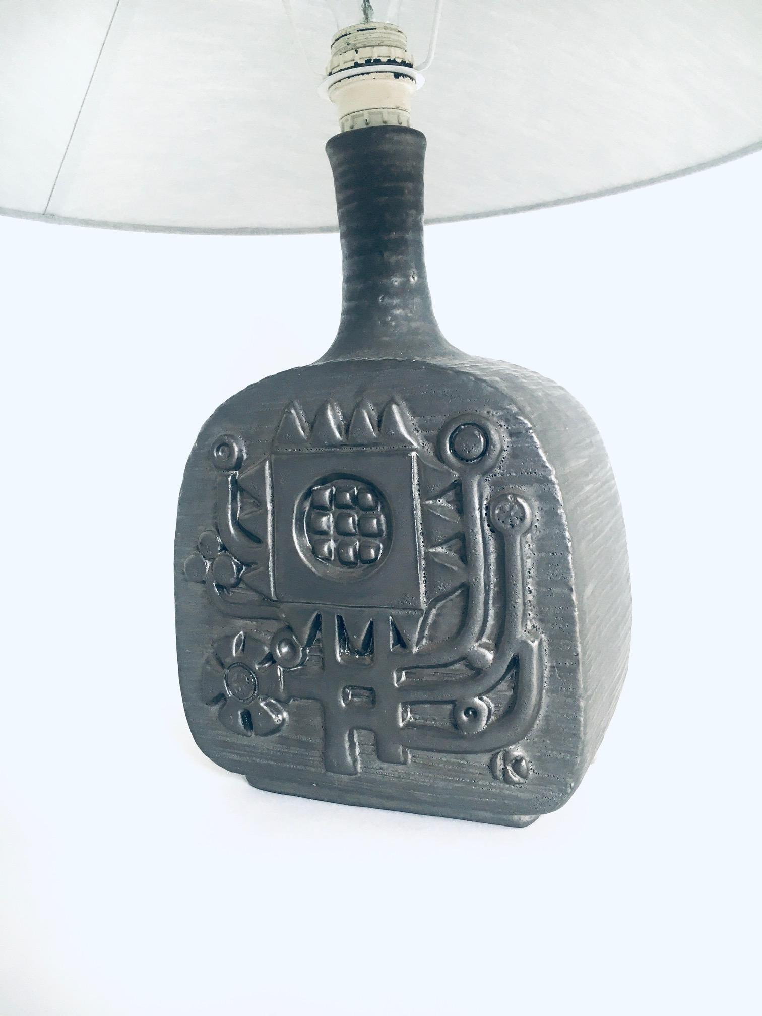 Brutalist Design Ceramic Table Lamp by Emiel Laskaris for Perignem, Belgium 1960 1