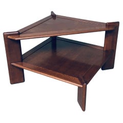 Table basse d'angle à deux niveaux au design brutaliste, France, années 1970
