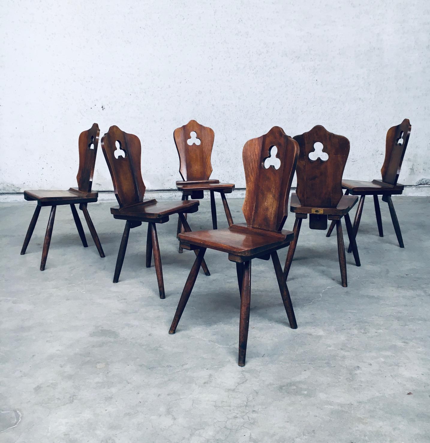 Belgian Brutalist Design Dining Chair Set by Lux-Wood, Belgium, 1960's For Sale