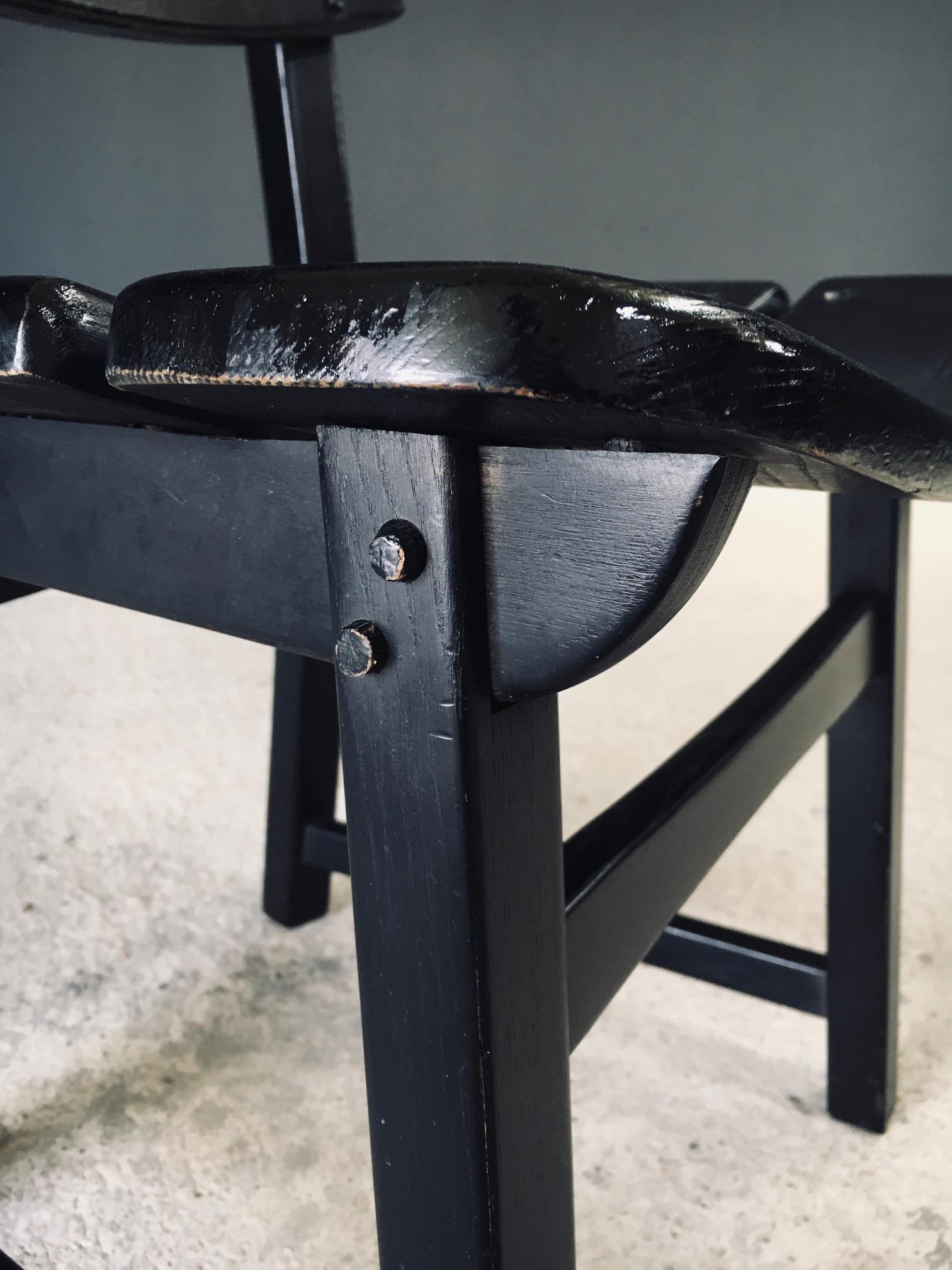 Brutalistische Design-Esszimmerstühle von Dittmann für Awa Radbound, Niederlande 1970er Jahre im Angebot 12