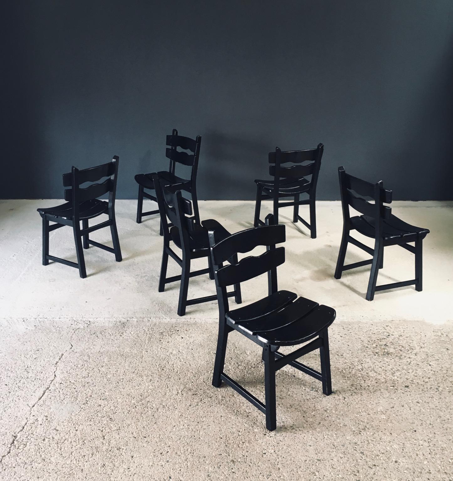 Brutalistische Design-Esszimmerstühle von Dittmann für Awa Radbound, Niederlande 1970er Jahre (Ende des 20. Jahrhunderts) im Angebot