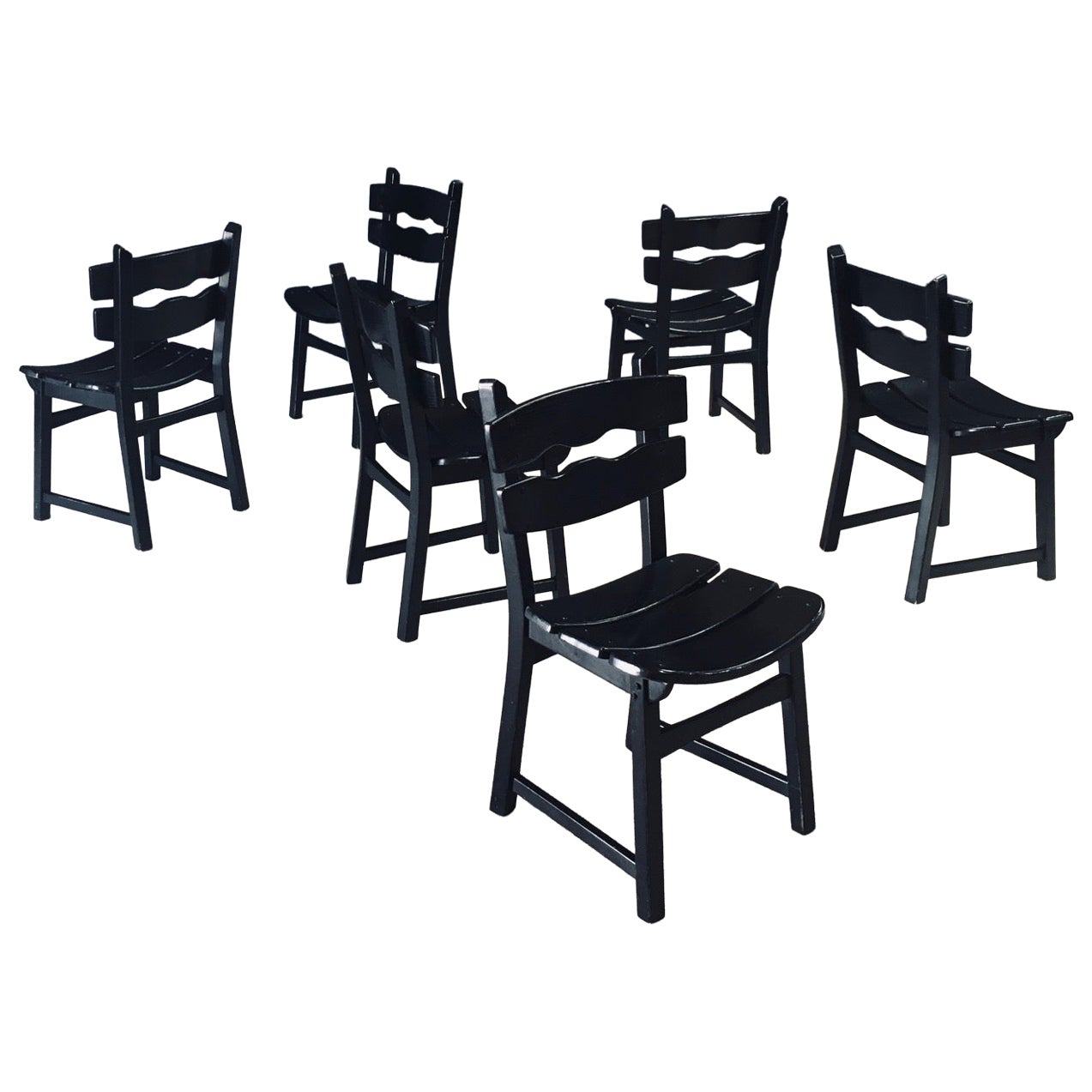 Brutalistische Design-Esszimmerstühle von Dittmann für Awa Radbound, Niederlande 1970er Jahre im Angebot