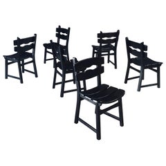 Brutalist Design Dining Chairs by Dittmann for Awa Radbound, Netherlands 1970's