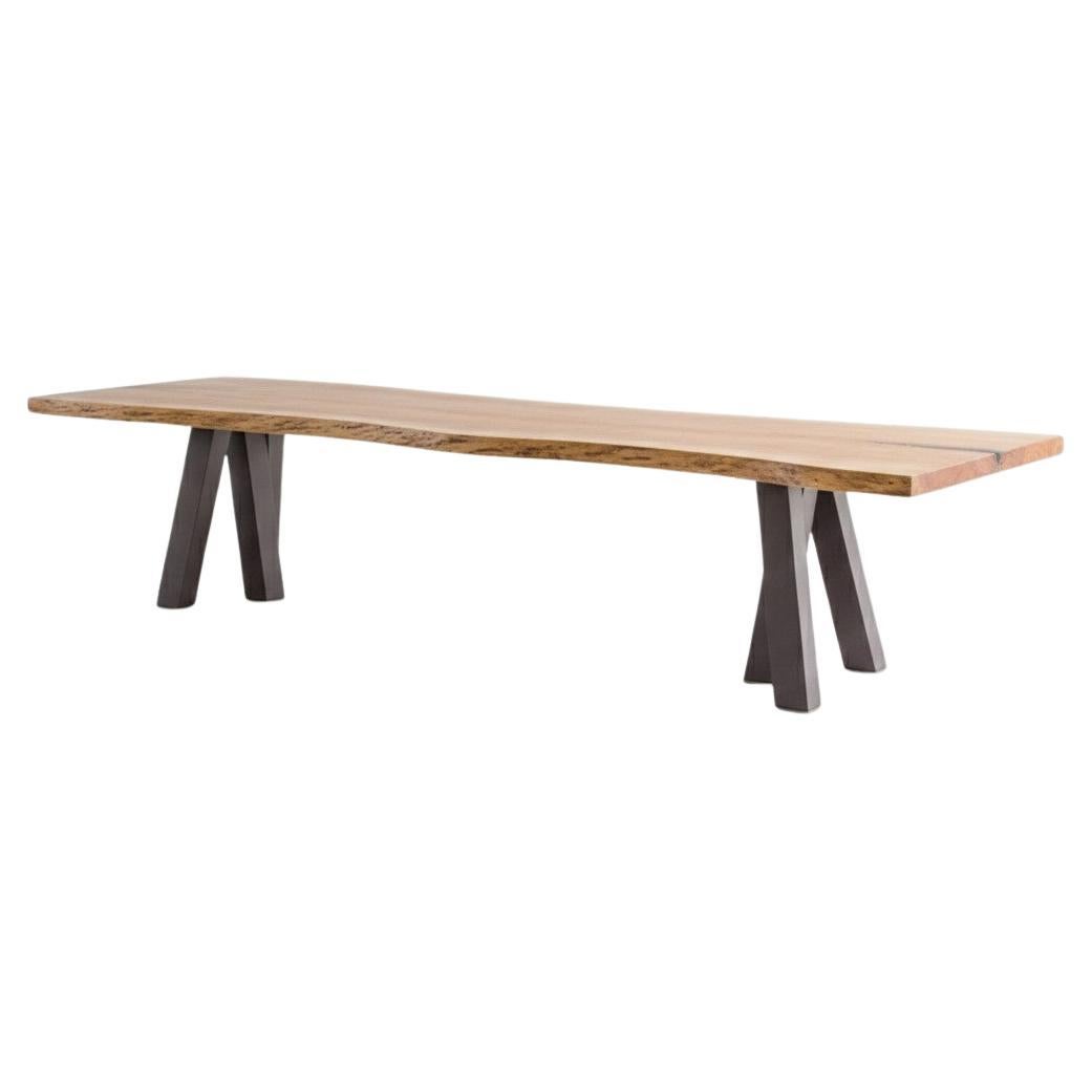 Brutalist Design Dining Table In Rough Oak By Heerenhuis