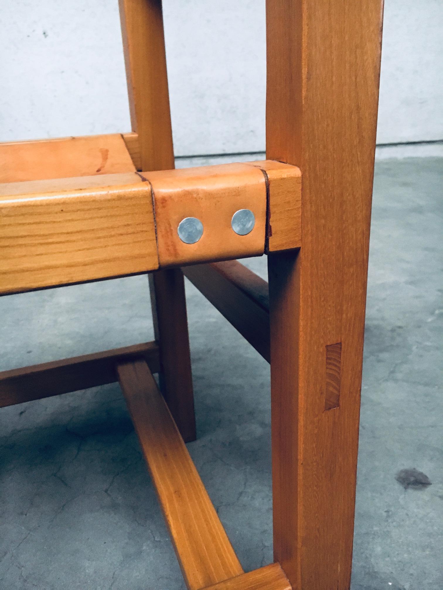 Brutalist Design Elm & Leather Dining Chairs by Maison Regain, France 1960's For Sale 11