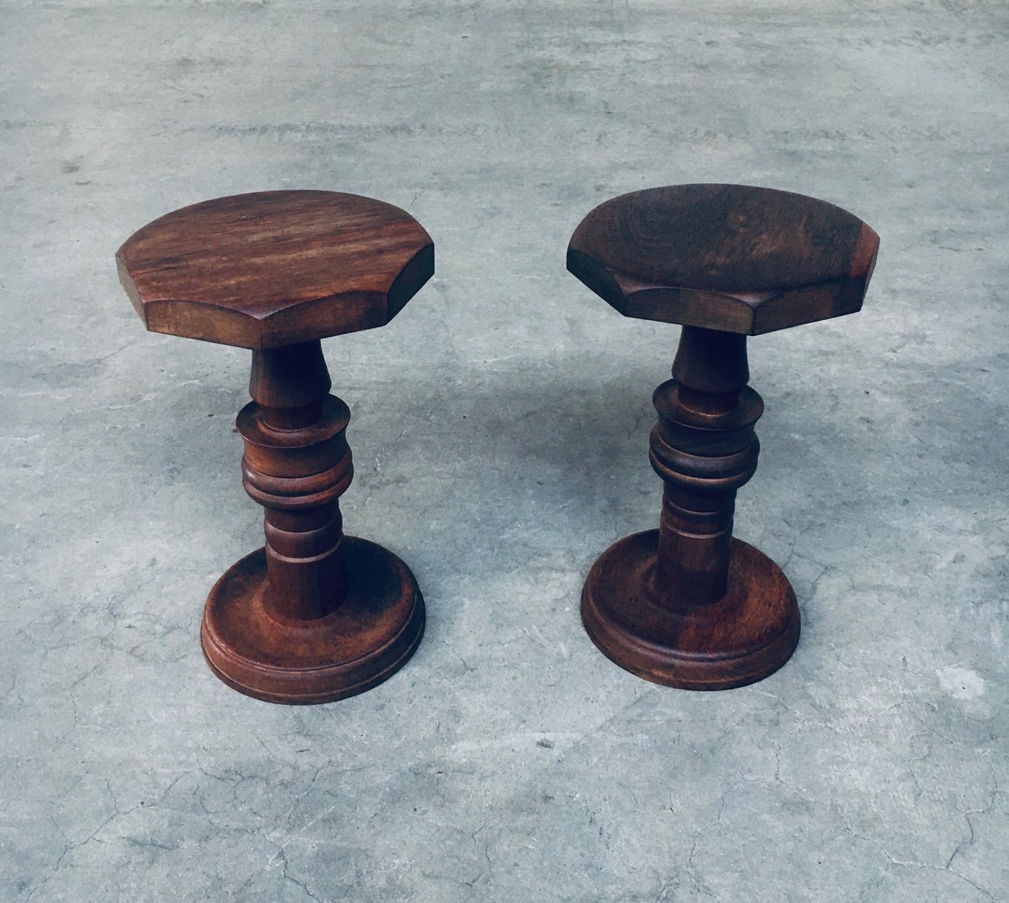 Oak Brutalist Design Hand Crafted Side table set in the style of Charles Dudouyt For Sale