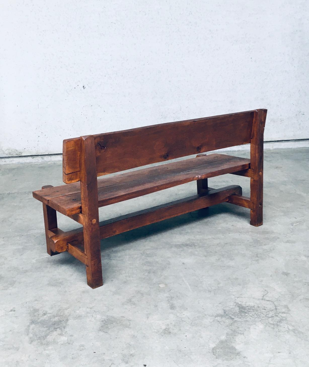 Brutalist Design Hand Crafted Solid Oak Bench, Belgium 1960's For Sale 6