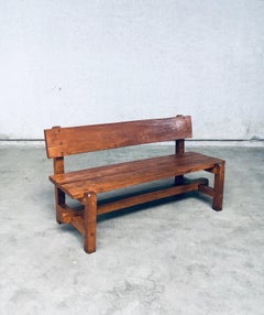 Brutalist Design Hand Crafted Solid Oak Bench, Belgium 1960's