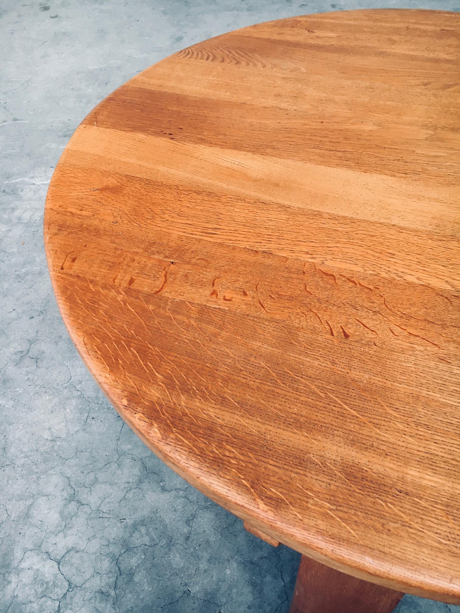 Tavolino in quercia artigianale dal design brutalista, Paesi Bassi, anni '50 in vendita 12