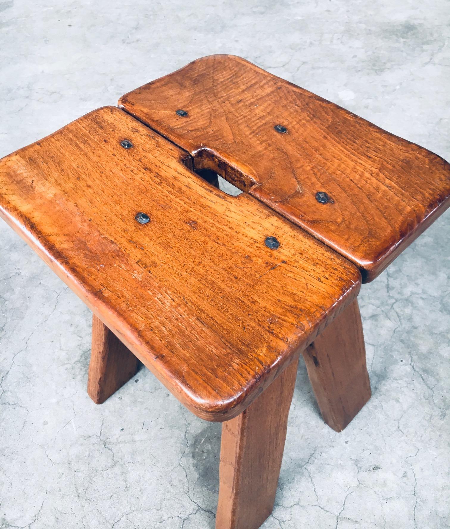 Sgabello con maniglia di design brutalista, Belgio, anni '60 in vendita 8