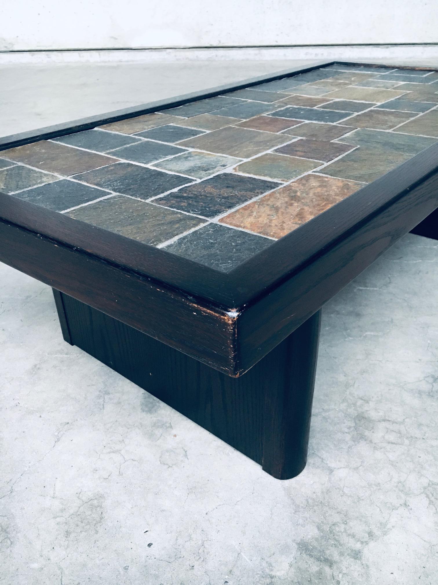 Brutalist Design in Style Slate Tile Inlay Coffee Table, Belgium 1970's For Sale 2