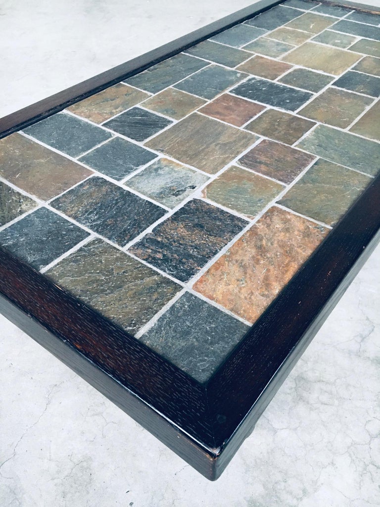 Slate Inlay Table Brutalist Design in Style Slate Tile Inlay Coffee Table, Belgium 1970's ...
