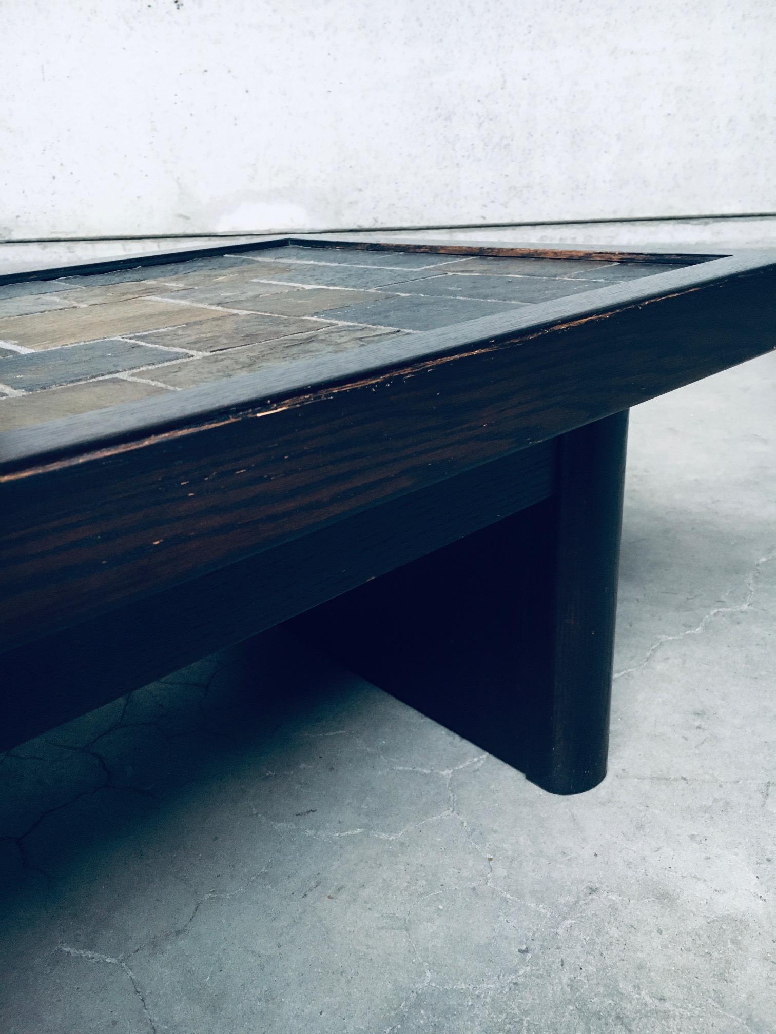 Brutalist Design in Style Slate Tile Inlay Coffee Table, Belgium 1970's For Sale 6