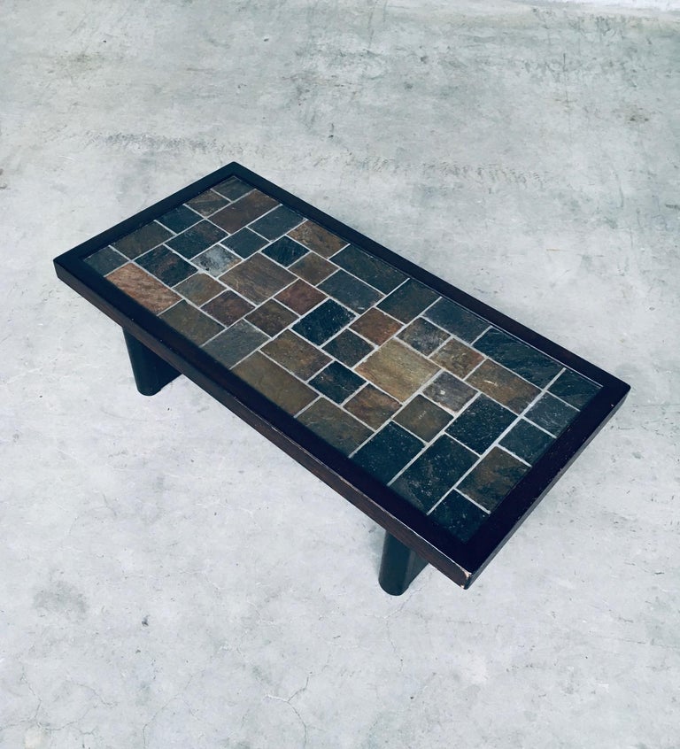 Slate Inlay Table Brutalist Design in Style Slate Tile Inlay Coffee Table, Belgium 1970's ...