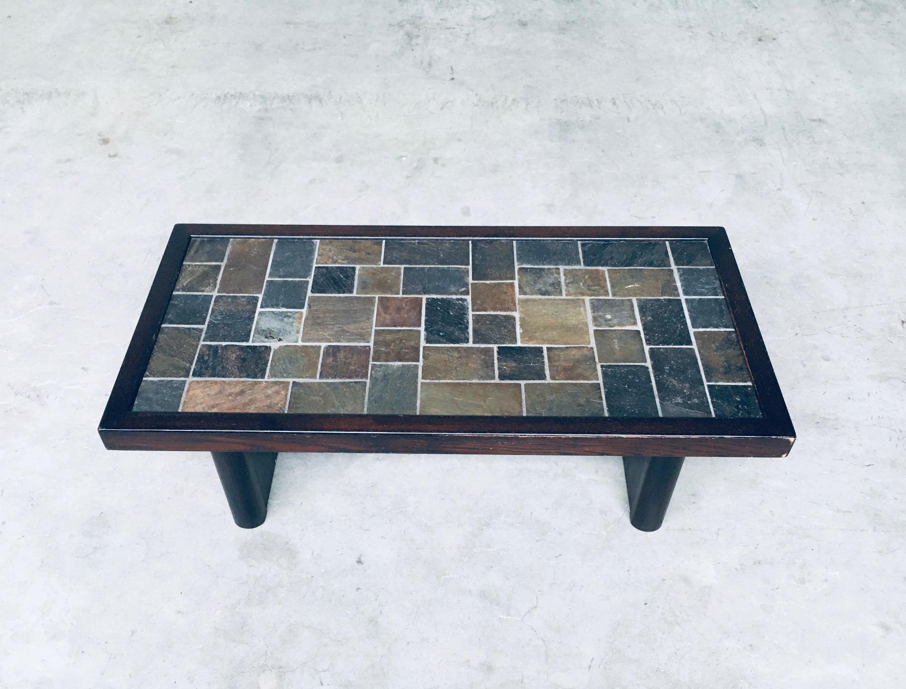 Brutalist Design in Style Slate Tile Inlay Coffee Table, Belgium 1970's In Good Condition For Sale In Oud-Turnhout, VAN