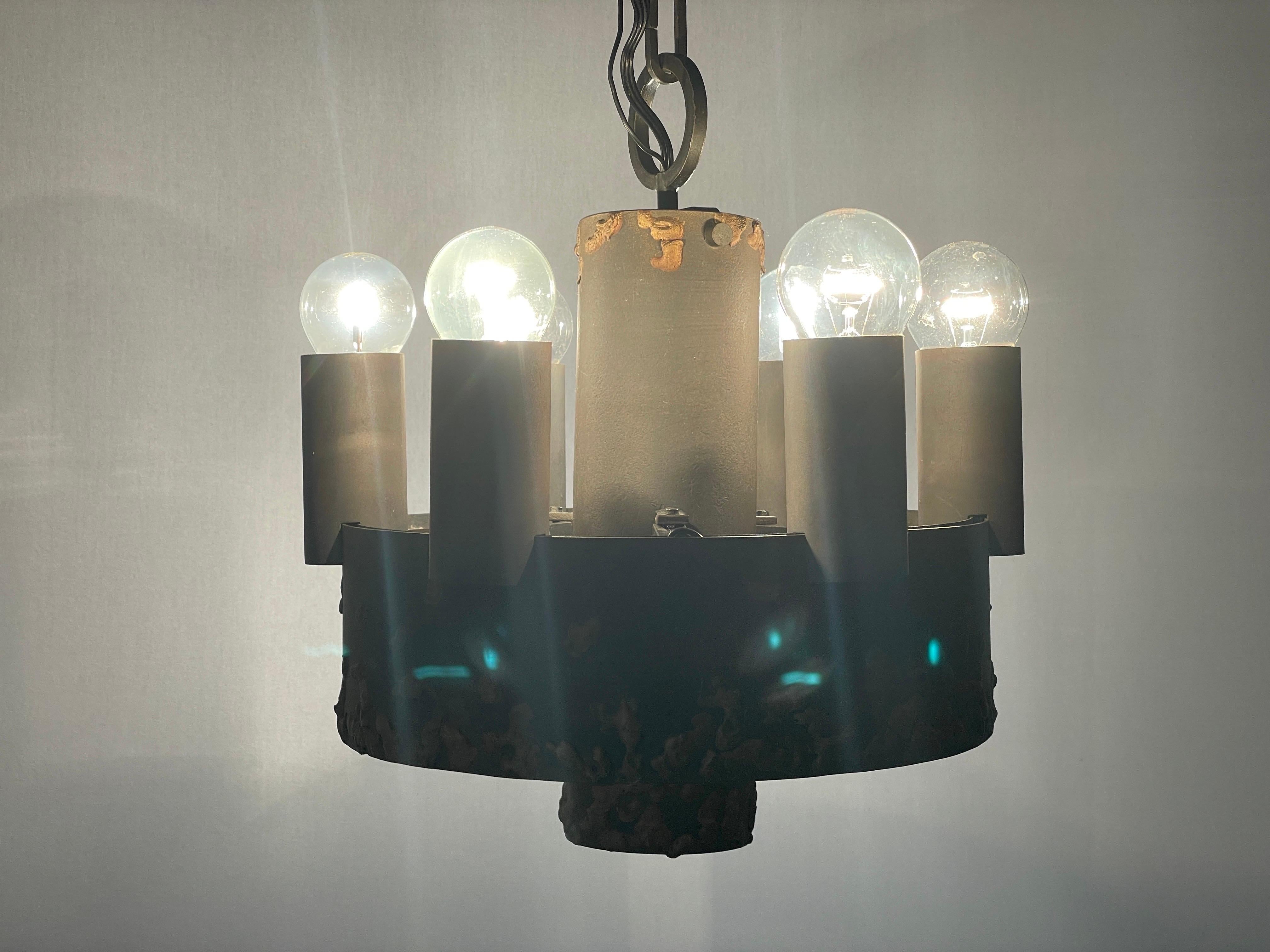 Lampada a sospensione a 6 bracci dal design brutalista, anni '50, Germania in vendita 5