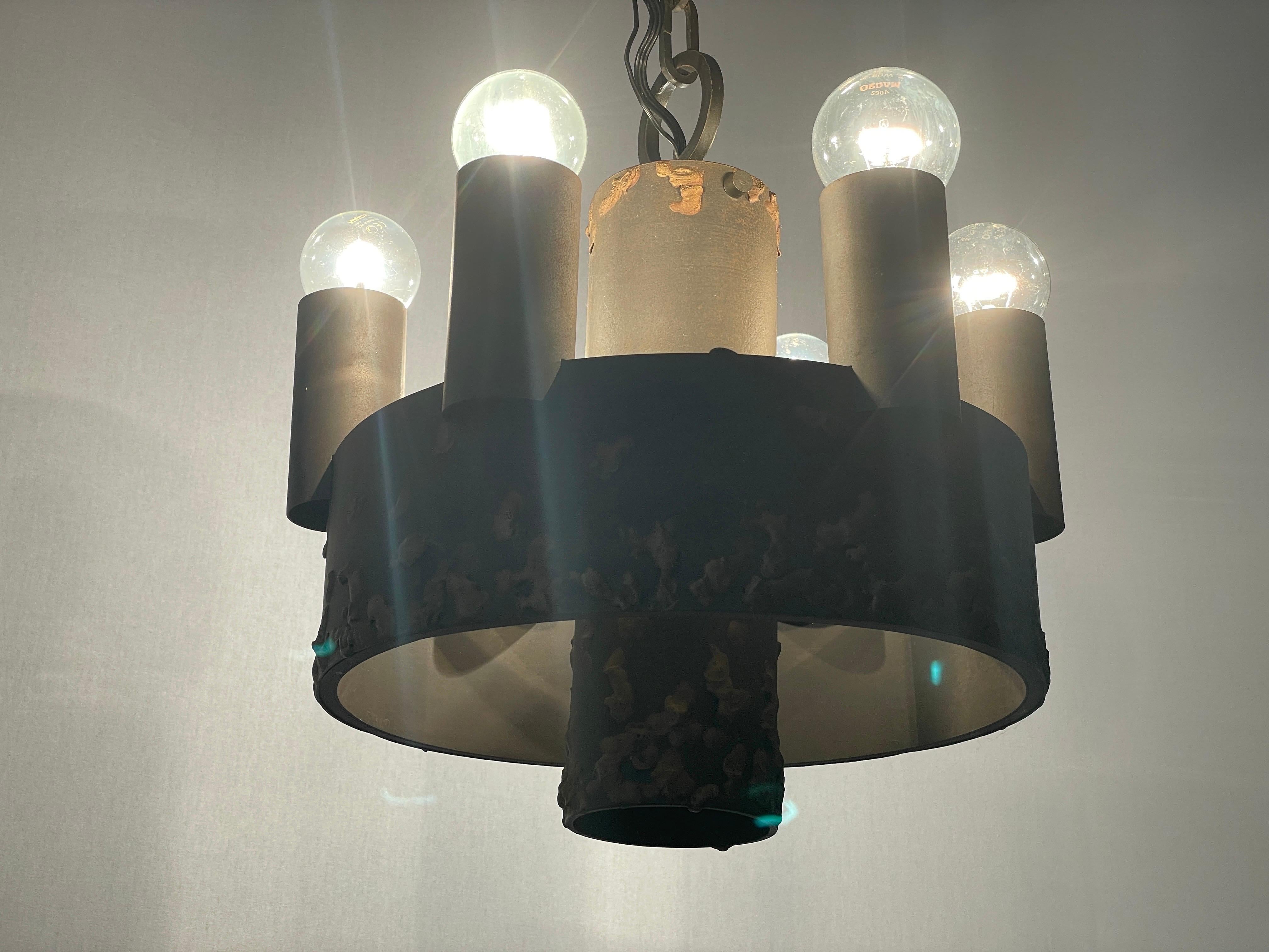 Lampada a sospensione a 6 bracci dal design brutalista, anni '50, Germania in vendita 7
