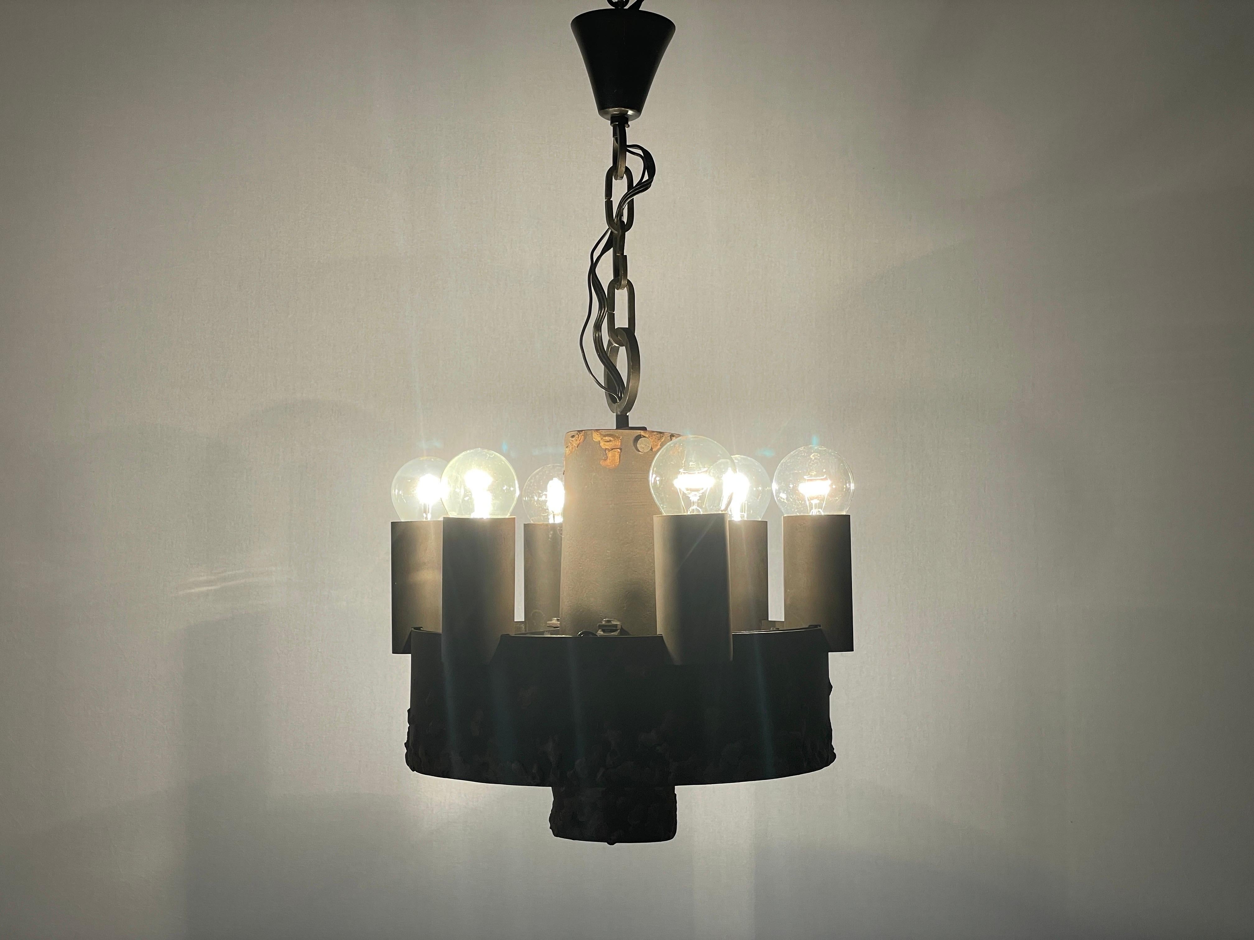 Lampada a sospensione a 6 bracci dal design brutalista, anni '50, Germania in vendita 8