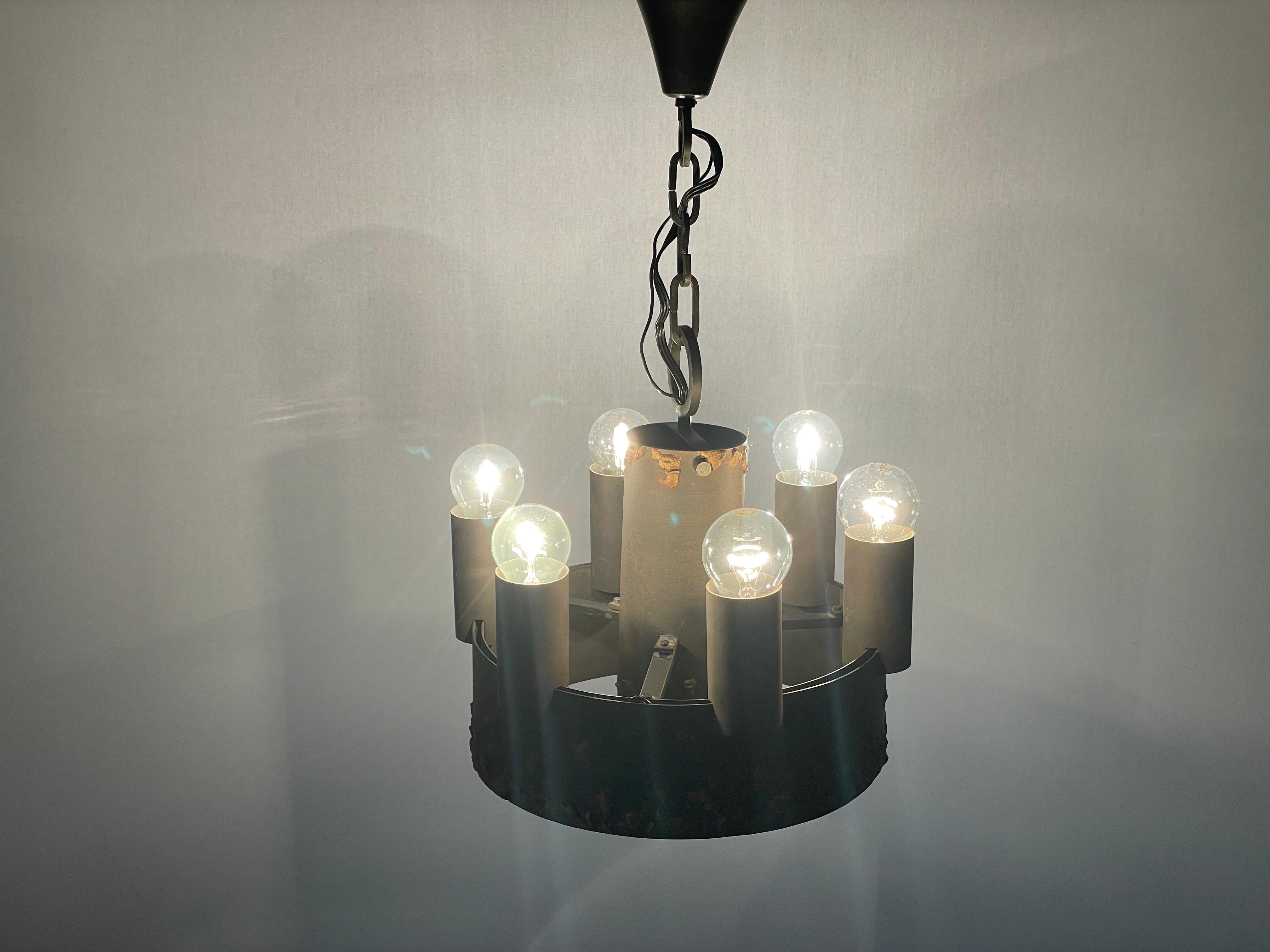 Lampada a sospensione a 6 bracci dal design brutalista, anni '50, Germania in vendita 10