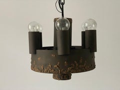Brutalist Design Large 6 Armed Pendant Lamp, 1950s, Germany