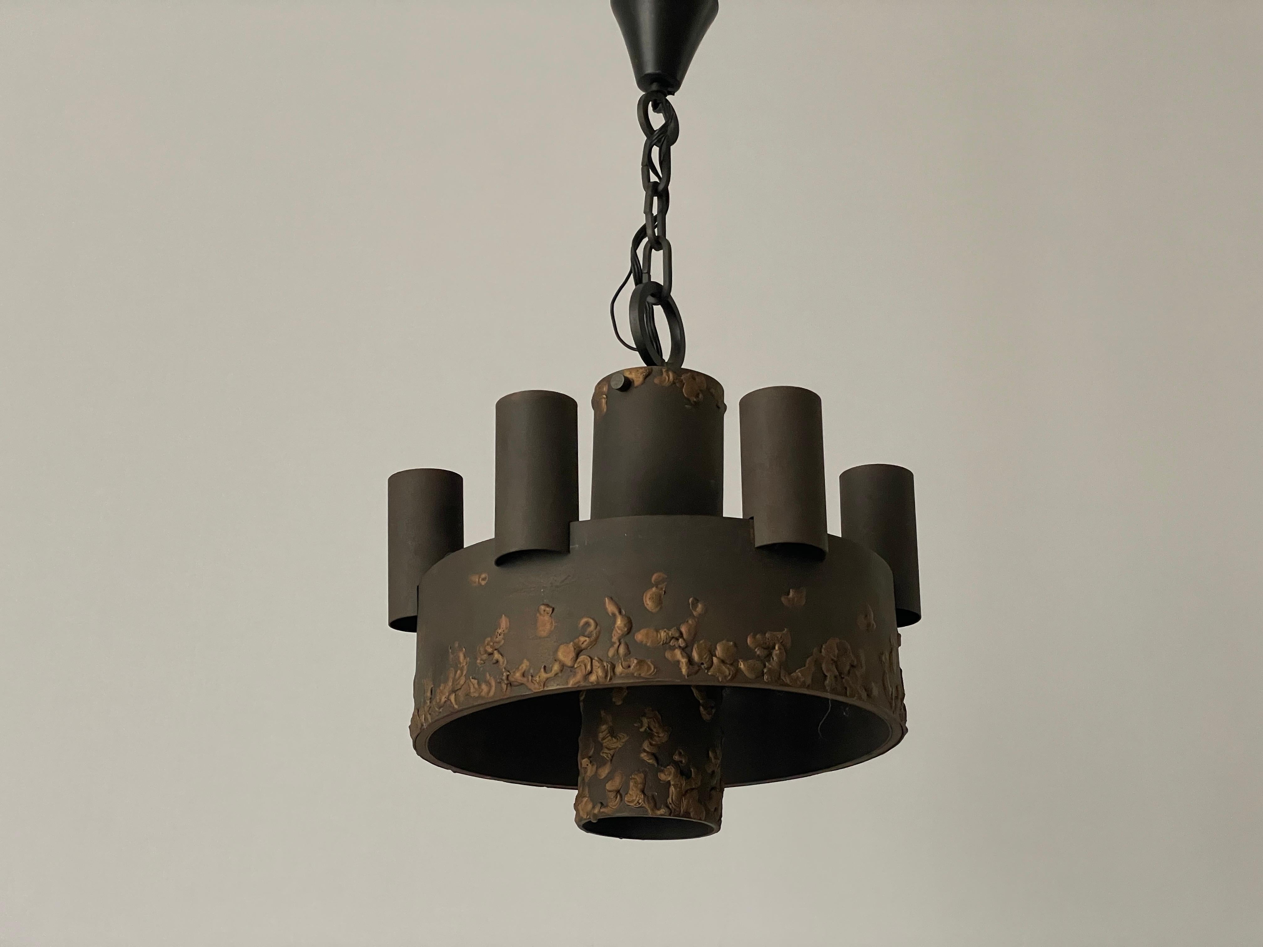 Metà XX secolo Lampada a sospensione a 6 bracci dal design brutalista, anni '50, Germania in vendita