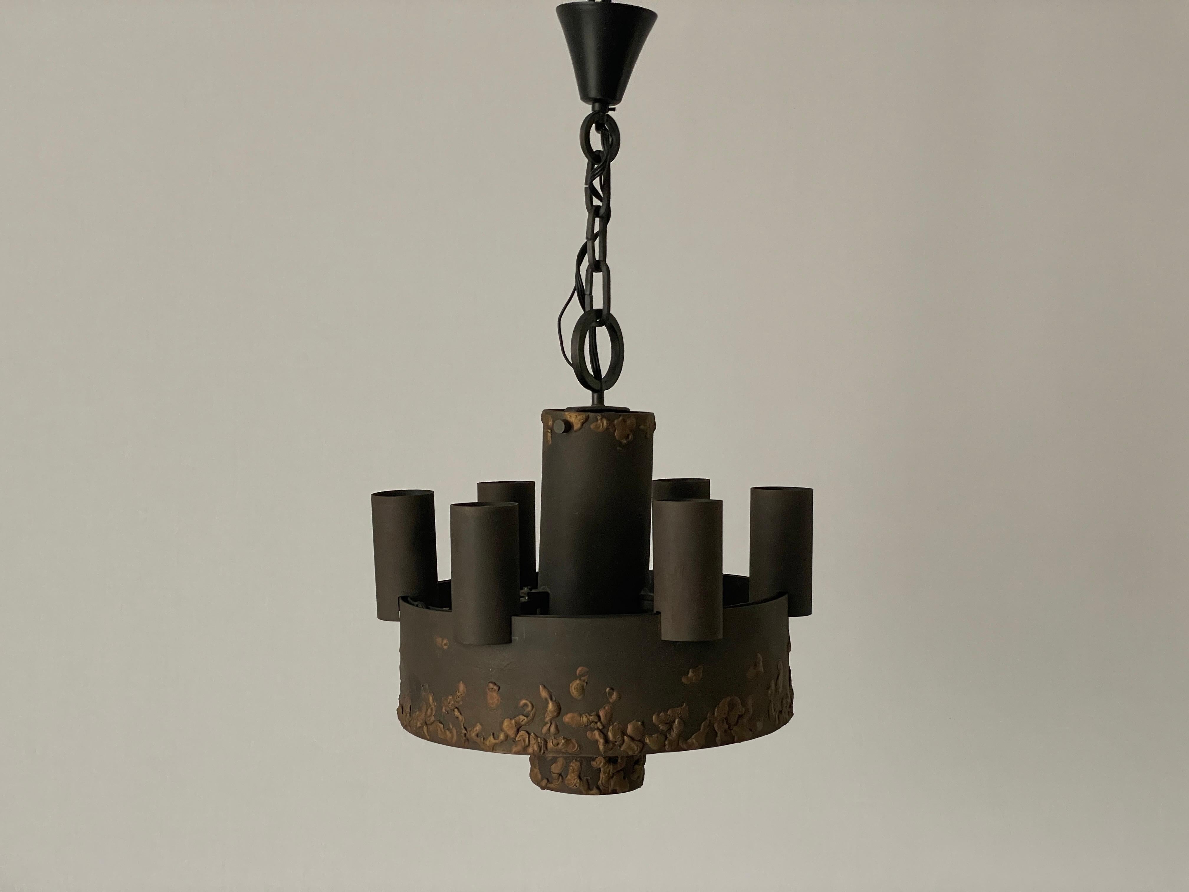 Metallo Lampada a sospensione a 6 bracci dal design brutalista, anni '50, Germania in vendita