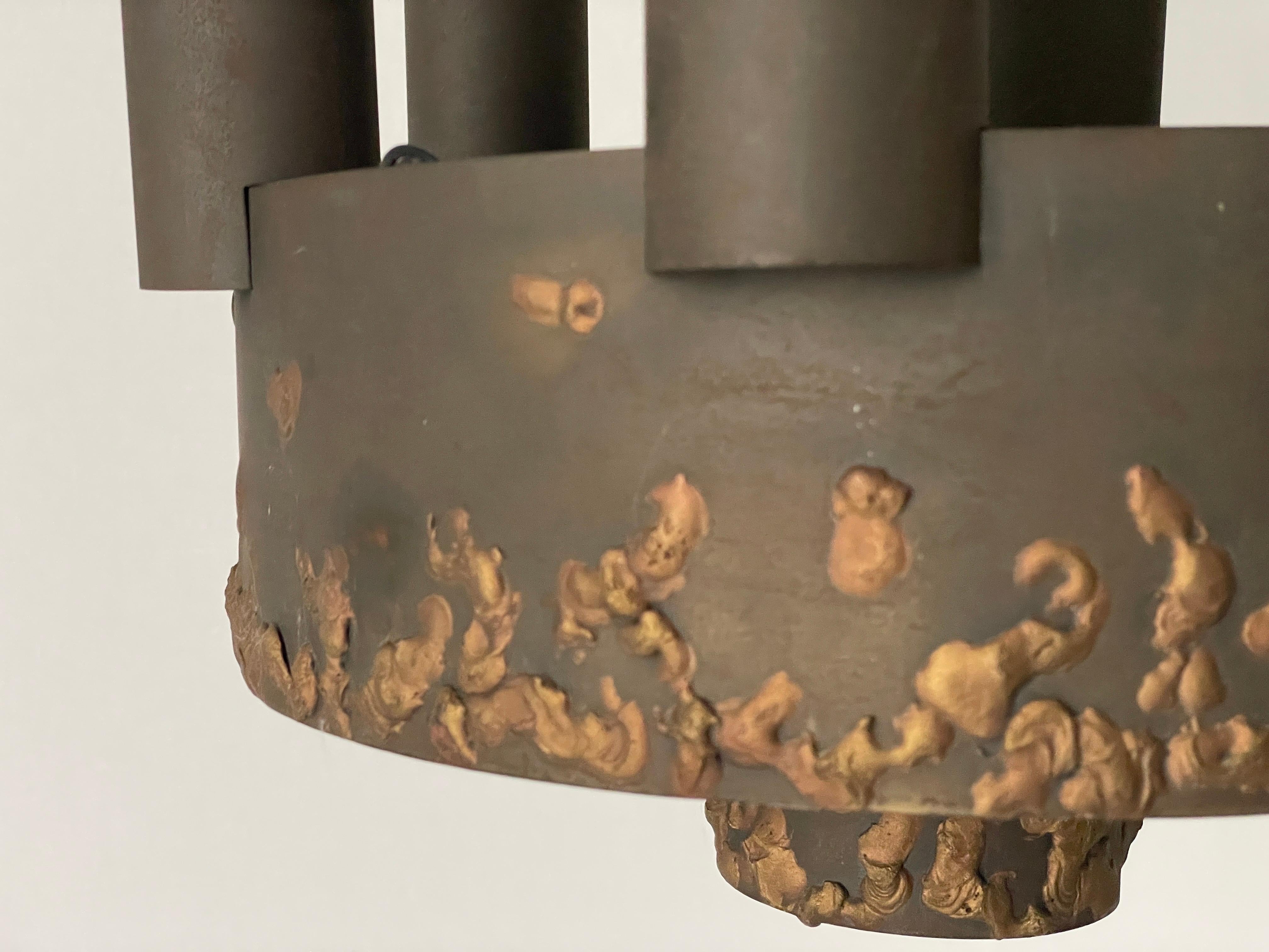Lampada a sospensione a 6 bracci dal design brutalista, anni '50, Germania in vendita 2