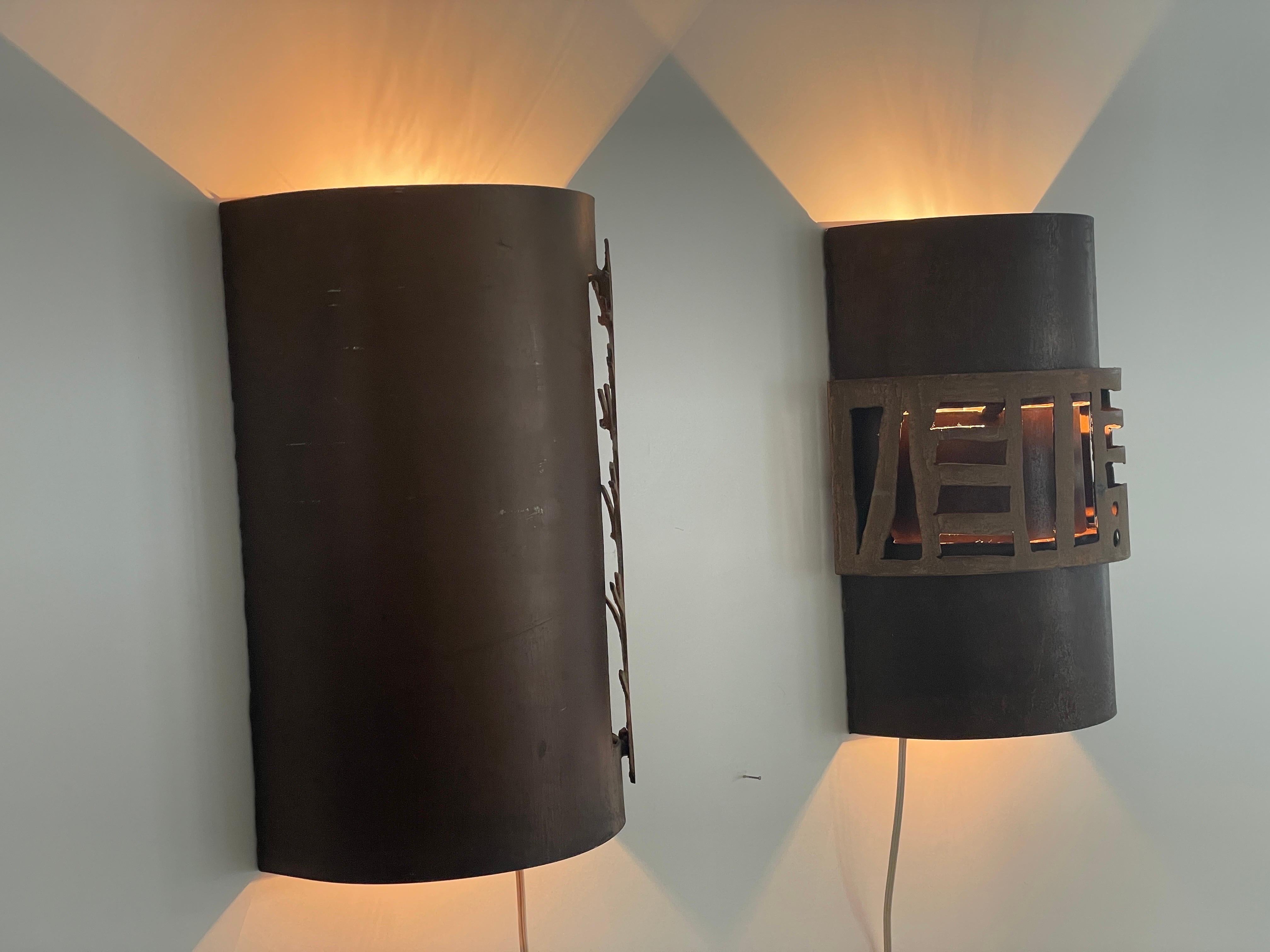 Brutalist Design Large Pair of Sconces, 1980s, Italy For Sale 7